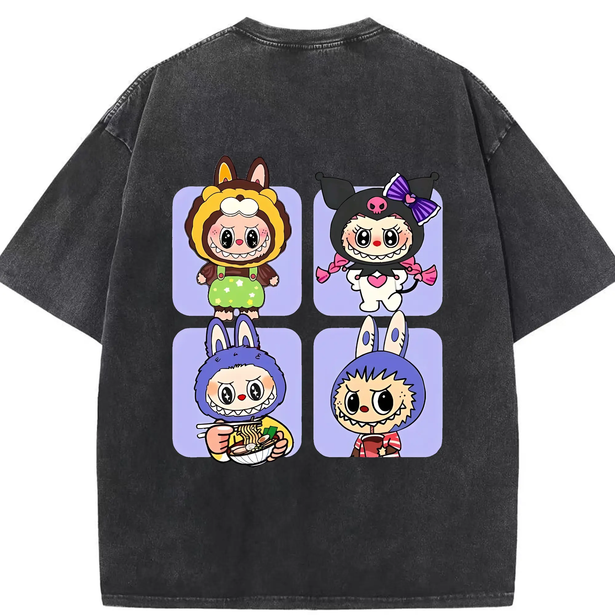 ラブブ グッズ ジモモ - 綿100％ ヴィンテージ風 半袖Tシャツ ・ 背面プリント ・ 柔らか肌触り ・ 通気性 快適 ・ スポーツ カジュアル 外出用