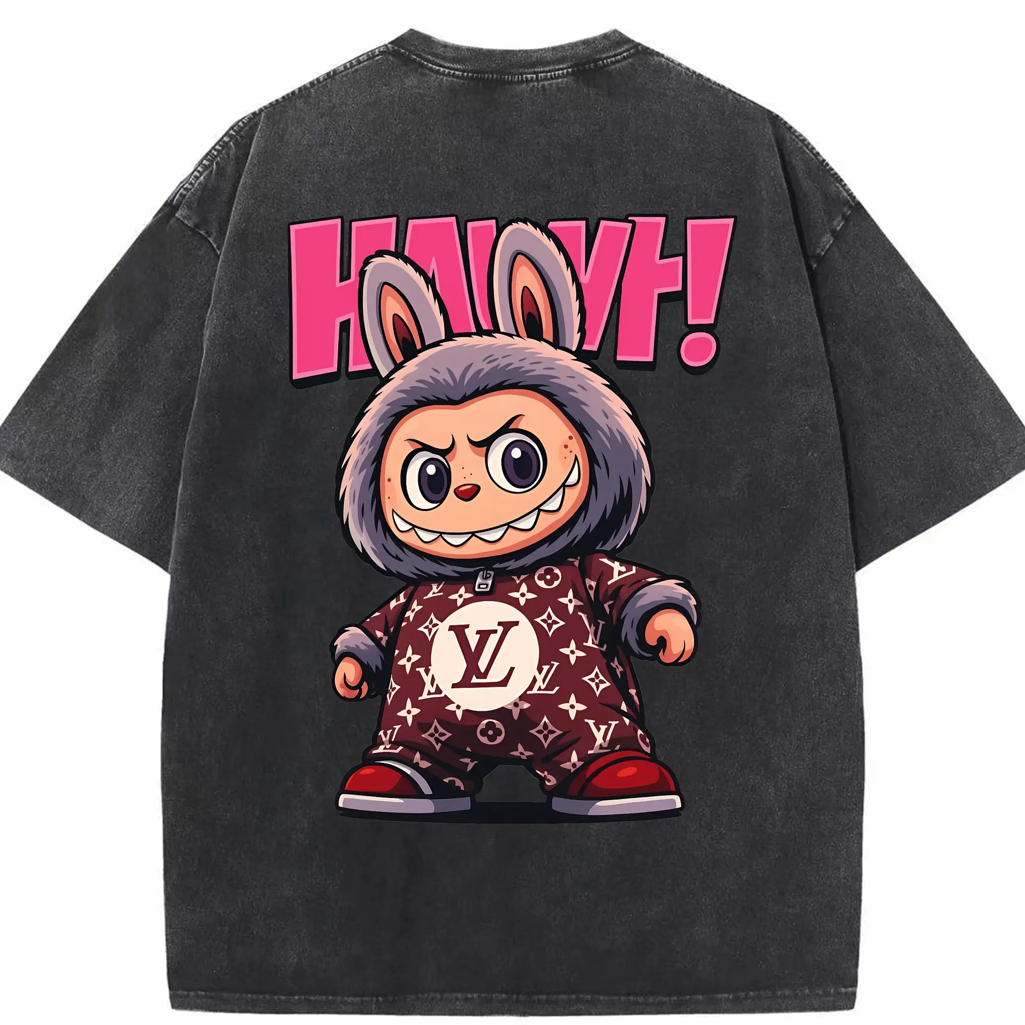 ラブブ グッズ ジモモ - 綿100％ ヴィンテージ風 半袖Tシャツ ・ 背面プリント ・ 柔らか肌触り ・ 通気性 快適 ・ スポーツ カジュアル 外出用