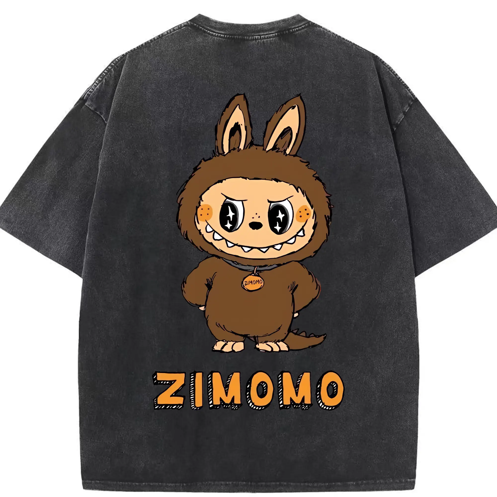 ラブブ グッズ ジモモ - 綿100％ ヴィンテージ風 半袖Tシャツ ・ 背面プリント ・ 柔らか肌触り ・ 通気性 快適 ・ スポーツ カジュアル 外出用