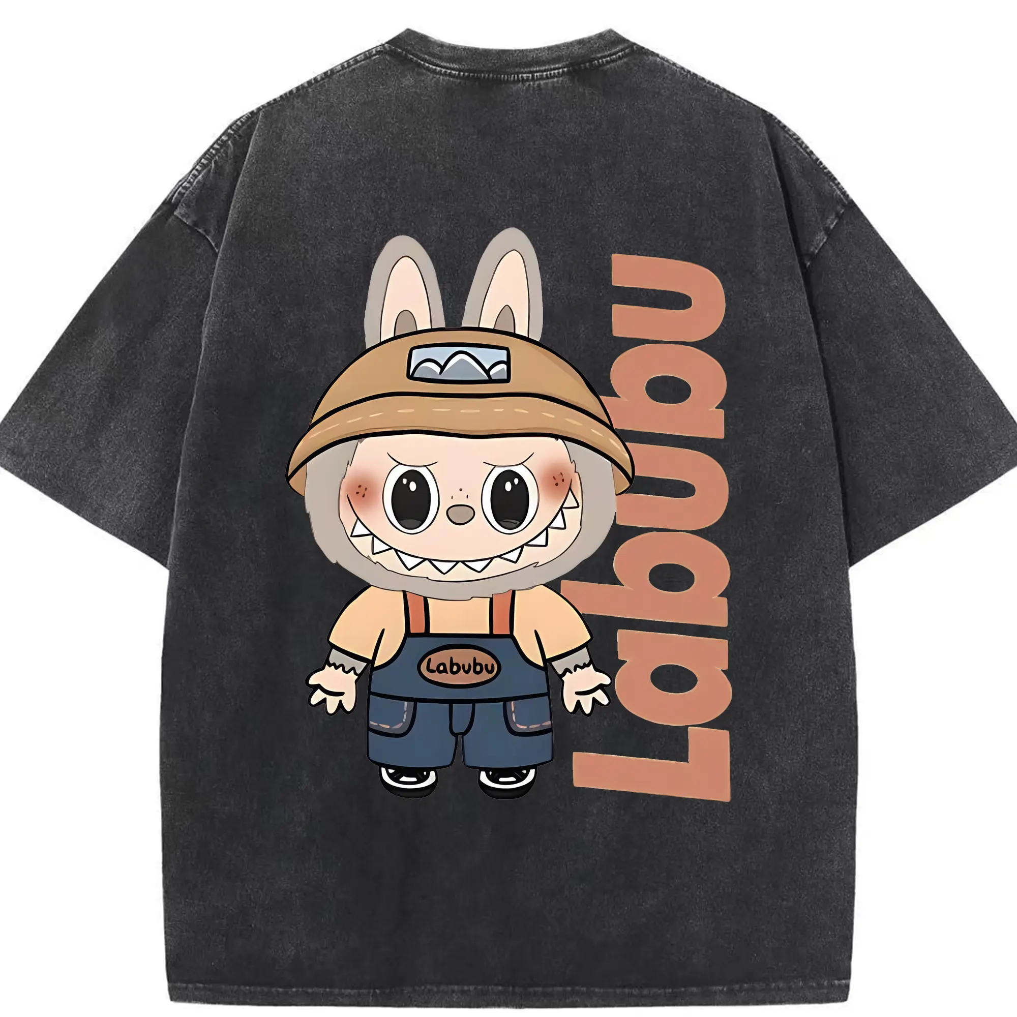 ラブブ グッズ ジモモ - 綿100％ ヴィンテージ風 半袖Tシャツ ・ 背面プリント ・ 柔らか肌触り ・ 通気性 快適 ・ スポーツ カジュアル 外出用