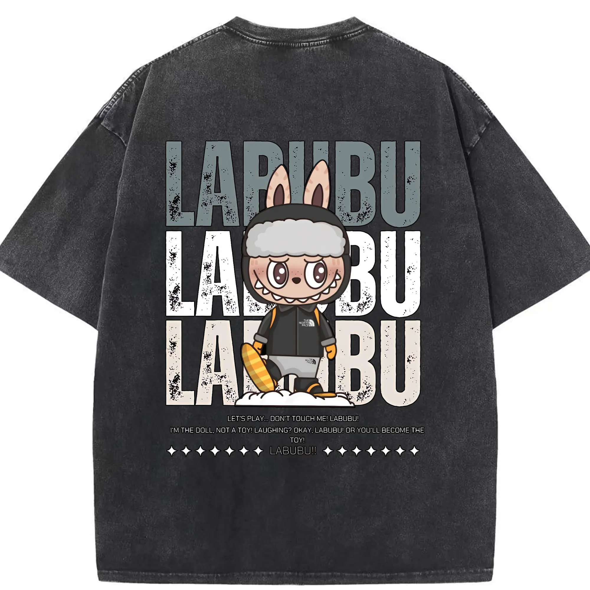 ラブブ グッズ ジモモ - 綿100％ ヴィンテージ風 半袖Tシャツ ・ 背面プリント ・ 柔らか肌触り ・ 通気性 快適 ・ スポーツ カジュアル 外出用