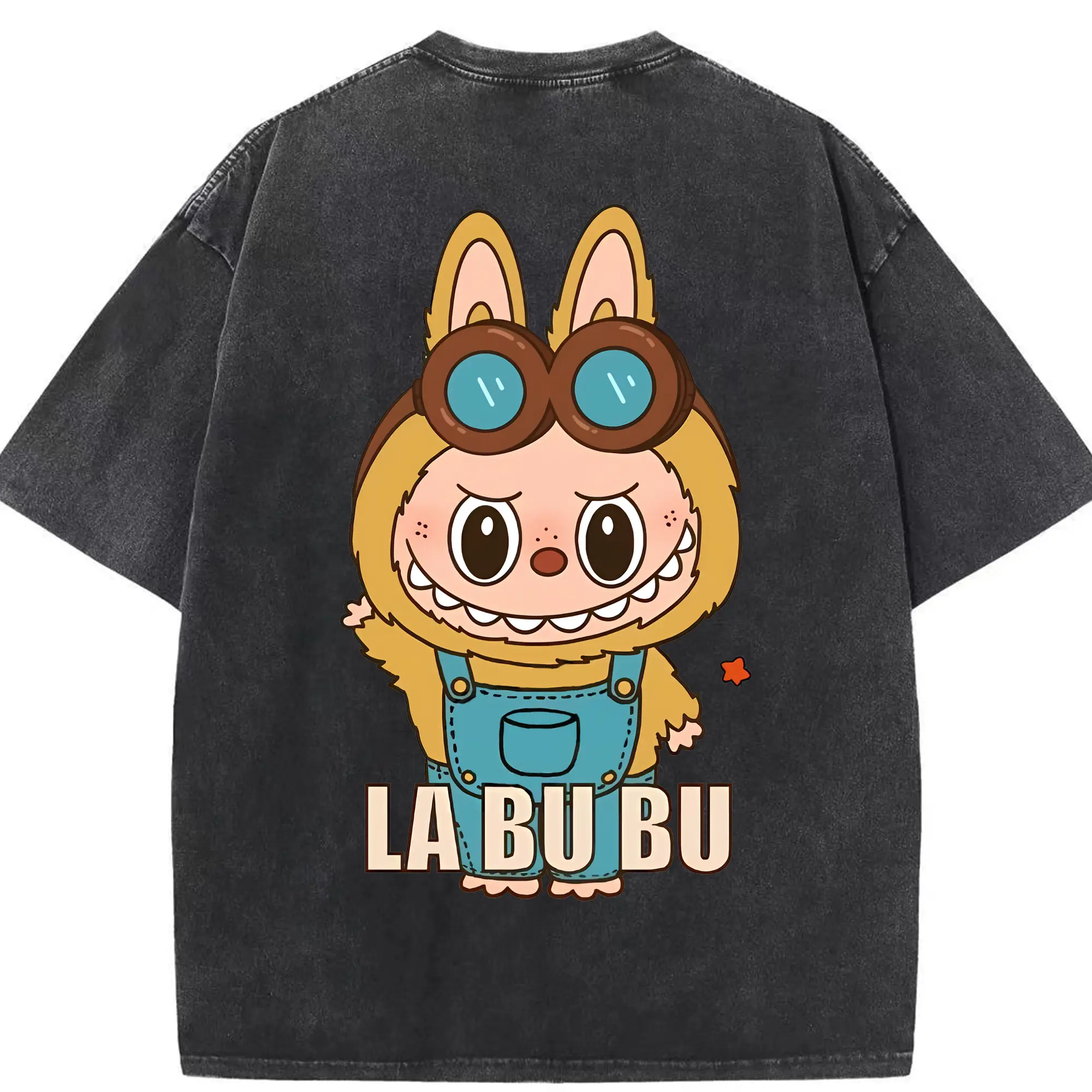 ラブブ グッズ ジモモ - 綿100％ ヴィンテージ風 半袖Tシャツ ・ 背面プリント ・ 柔らか肌触り ・ 通気性 快適 ・ スポーツ カジュアル 外出用