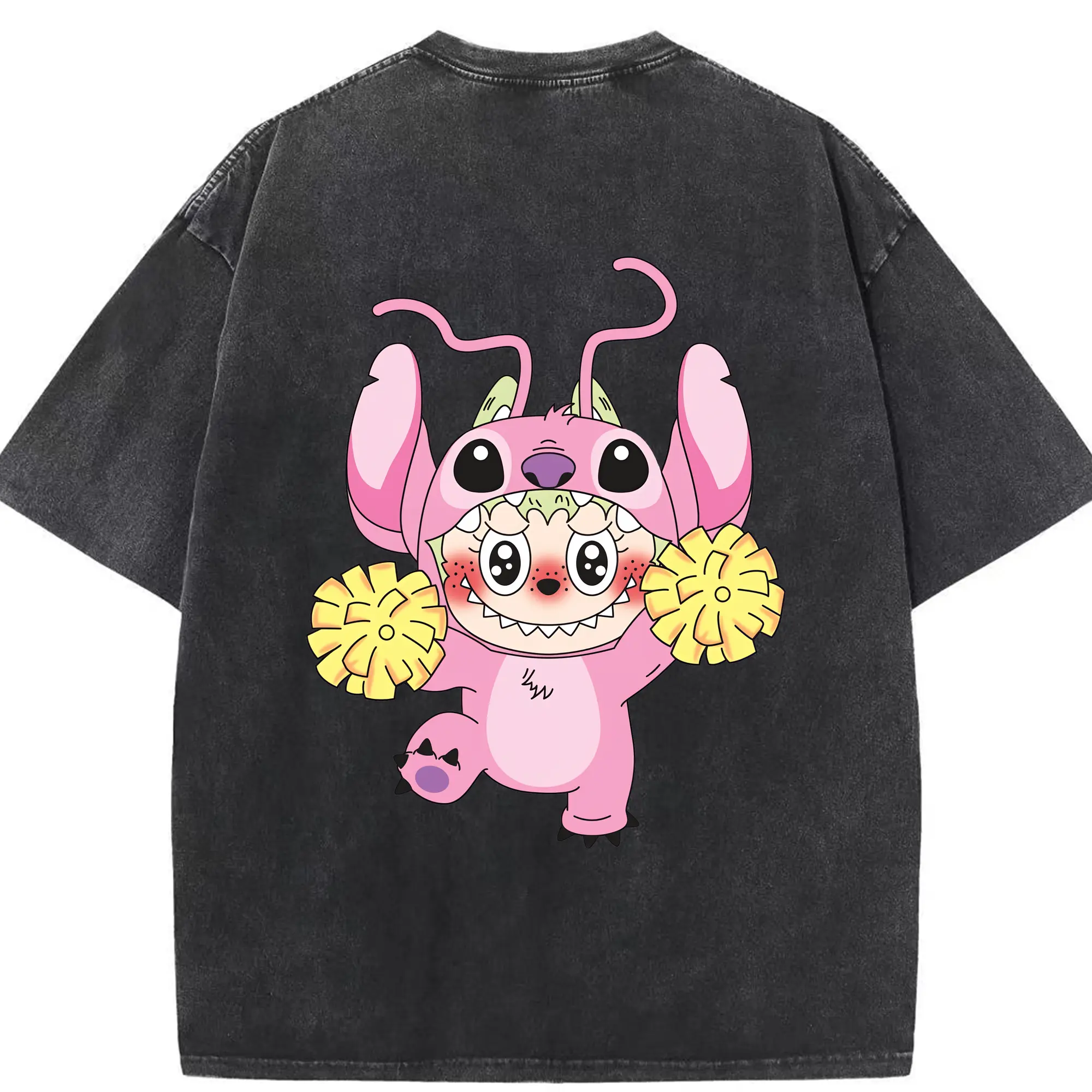 ラブブ グッズ ジモモ - 綿100％ ヴィンテージ風 半袖Tシャツ ・ 背面プリント ・ 柔らか肌触り ・ 通気性 快適 ・ スポーツ カジュアル 外出用