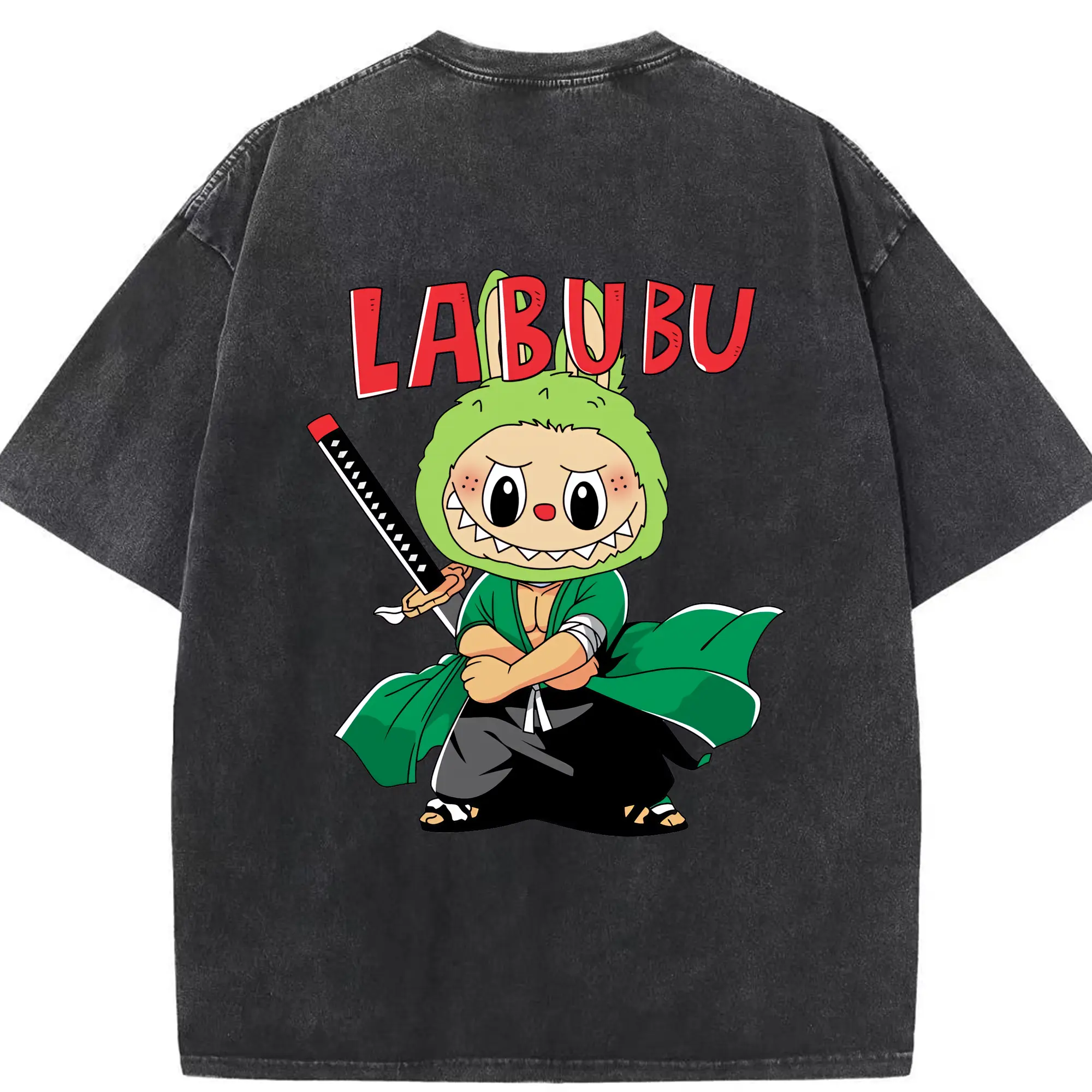 ラブブ グッズ ジモモ - 綿100％ ヴィンテージ風 半袖Tシャツ ・ 背面プリント ・ 柔らか肌触り ・ 通気性 快適 ・ スポーツ カジュアル 外出用