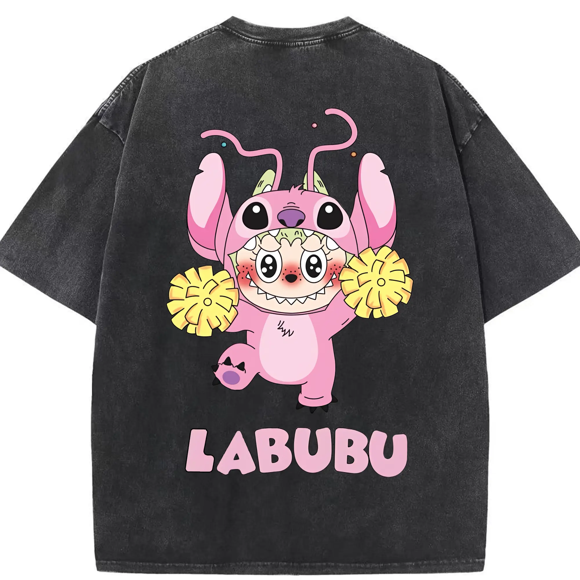 ラブブ グッズ ジモモ - 綿100％ ヴィンテージ風 半袖Tシャツ ・ 背面プリント ・ 柔らか肌触り ・ 通気性 快適 ・ スポーツ カジュアル 外出用