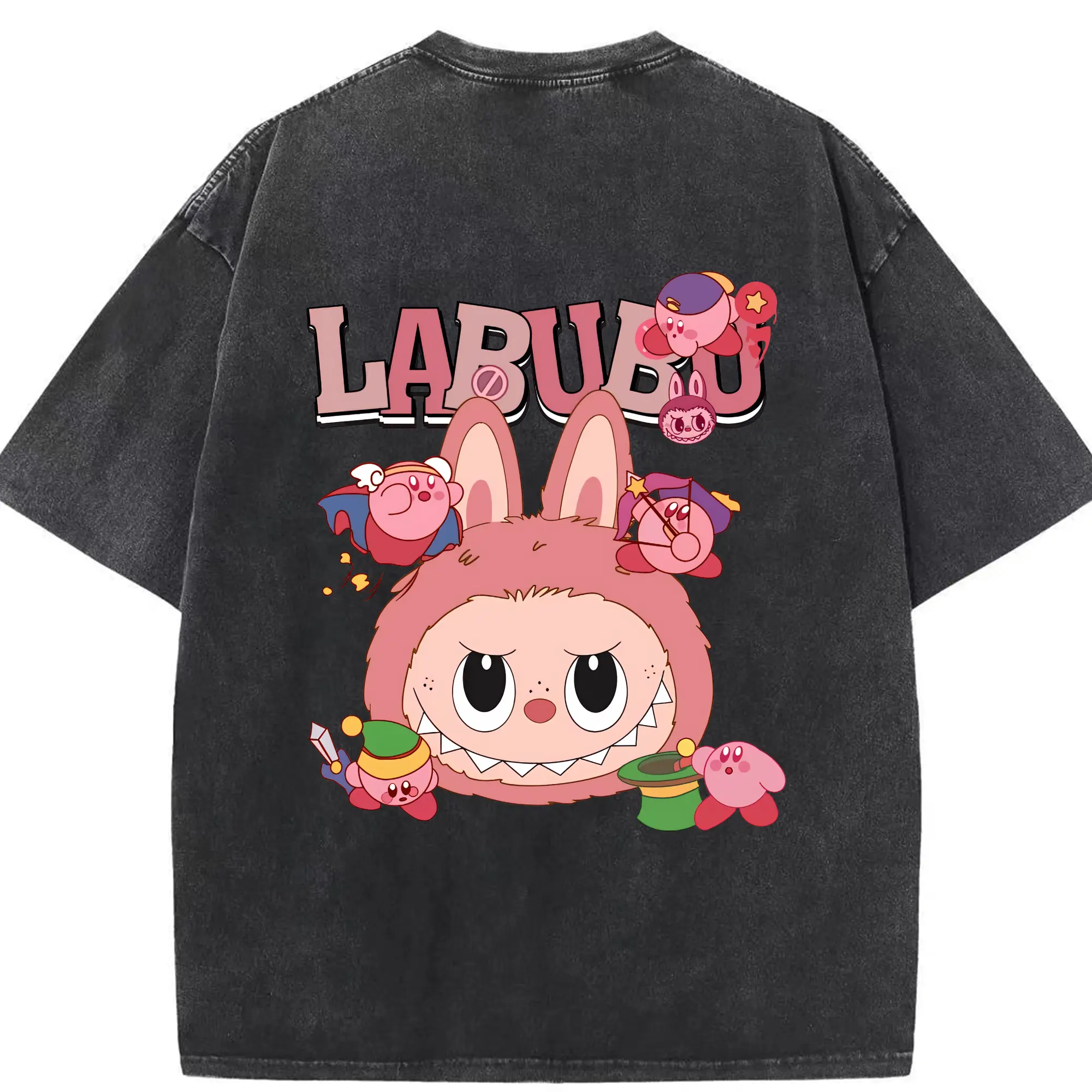 ラブブ グッズ ジモモ - 綿100％ ヴィンテージ風 半袖Tシャツ ・ 背面プリント ・ 柔らか肌触り ・ 通気性 快適 ・ スポーツ カジュアル 外出用