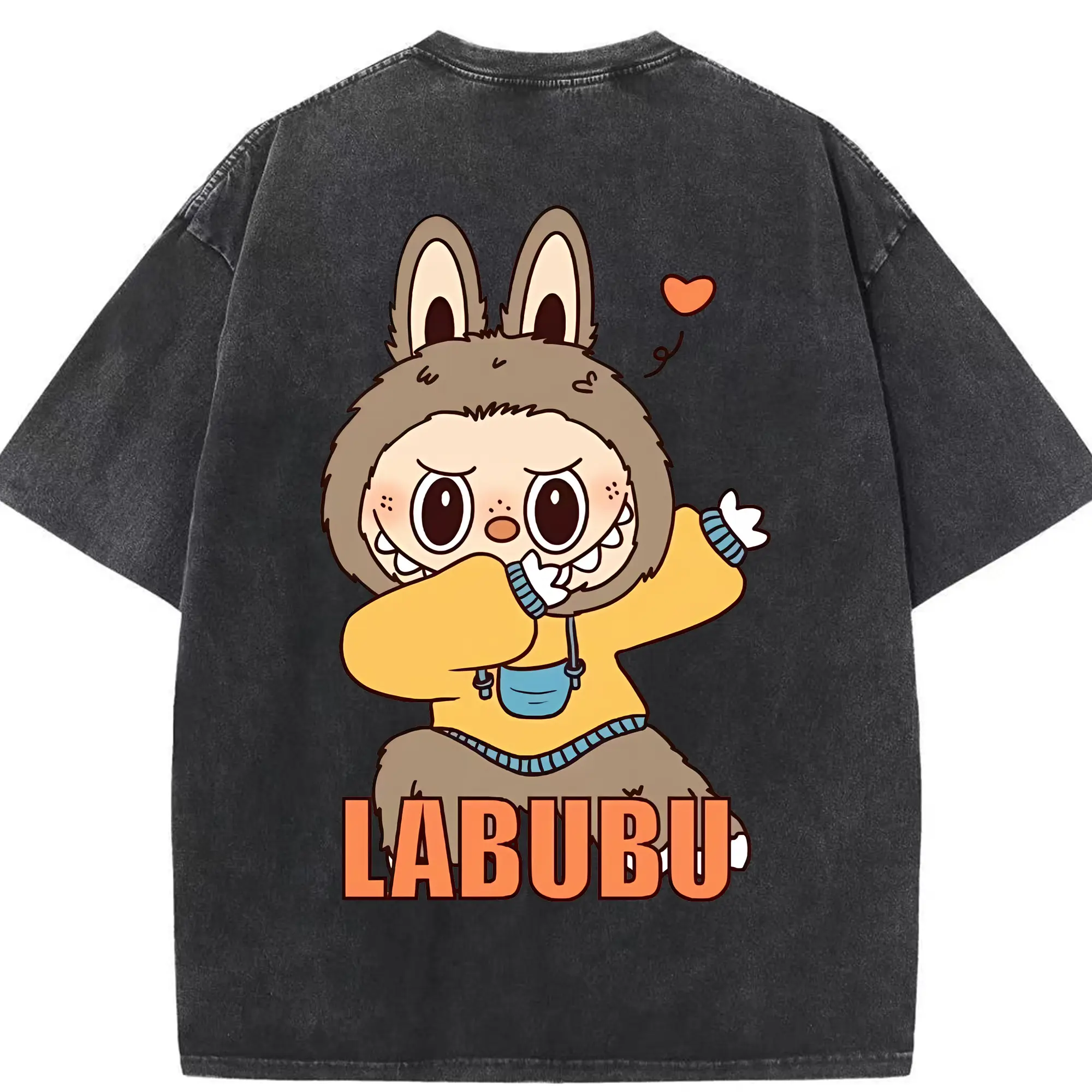 ラブブ グッズ ジモモ - 綿100％ ヴィンテージ風 半袖Tシャツ ・ 背面プリント ・ 柔らか肌触り ・ 通気性 快適 ・ スポーツ カジュアル 外出用