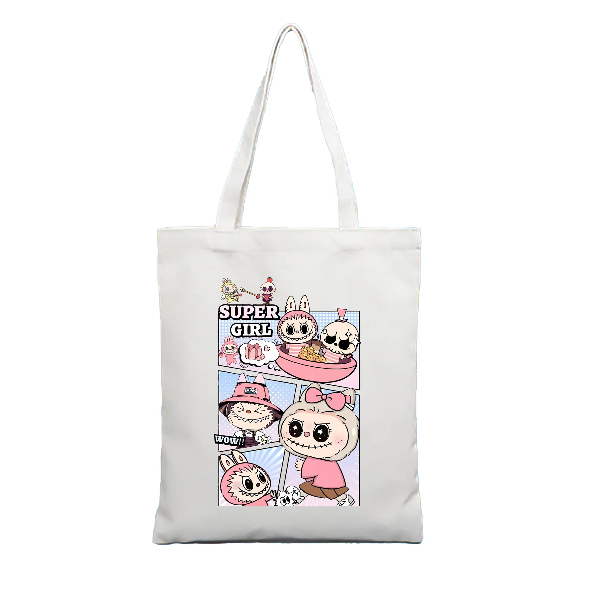 ラブブ グッズ ジモモ - 縦型キャンバス手提げバッグ（トートバッグ） ・ キャンバス素材 ・ ショッピング用 ・ 軽量 丈夫 お手入れ簡単