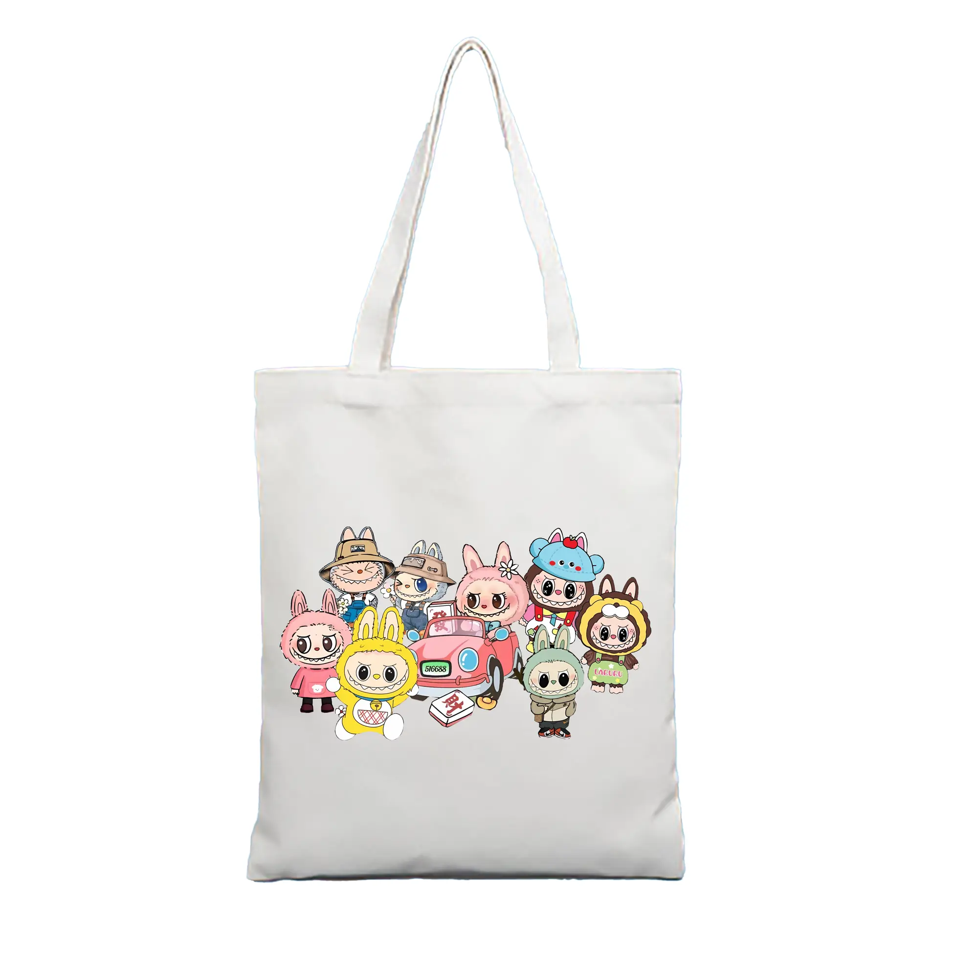 ラブブ グッズ ジモモ - 縦型キャンバス手提げバッグ（トートバッグ） ・ キャンバス素材 ・ ショッピング用 ・ 軽量 丈夫 お手入れ簡単