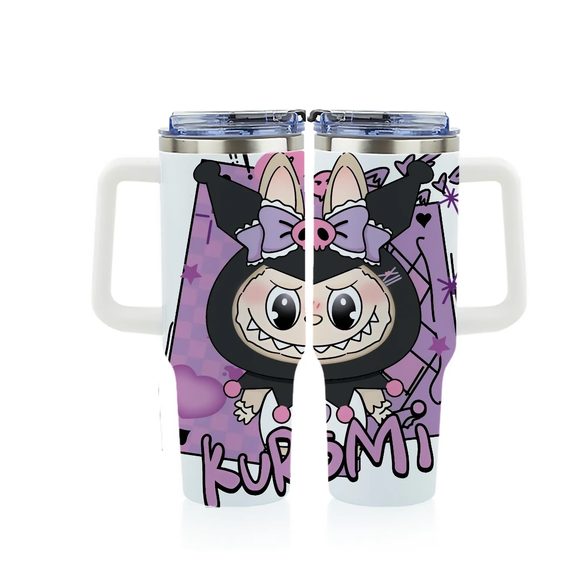 ラブブ グッズ ラブブ - 1200mL フルプリント車用タンブラー ・ 304ステンレス 内側 ・ 201ステンレス 外側 ・ 保温 保冷 ・ 通勤 ドライブ アウトドア用