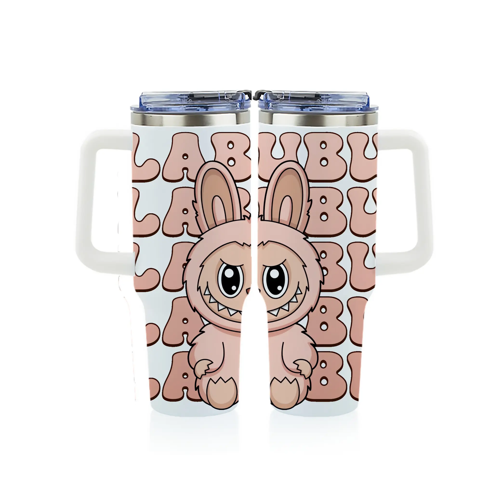 ラブブ グッズ ラブブ - 1200mL フルプリント車用タンブラー ・ 304ステンレス 内側 ・ 201ステンレス 外側 ・ 保温 保冷 ・ 通勤 ドライブ アウトドア用