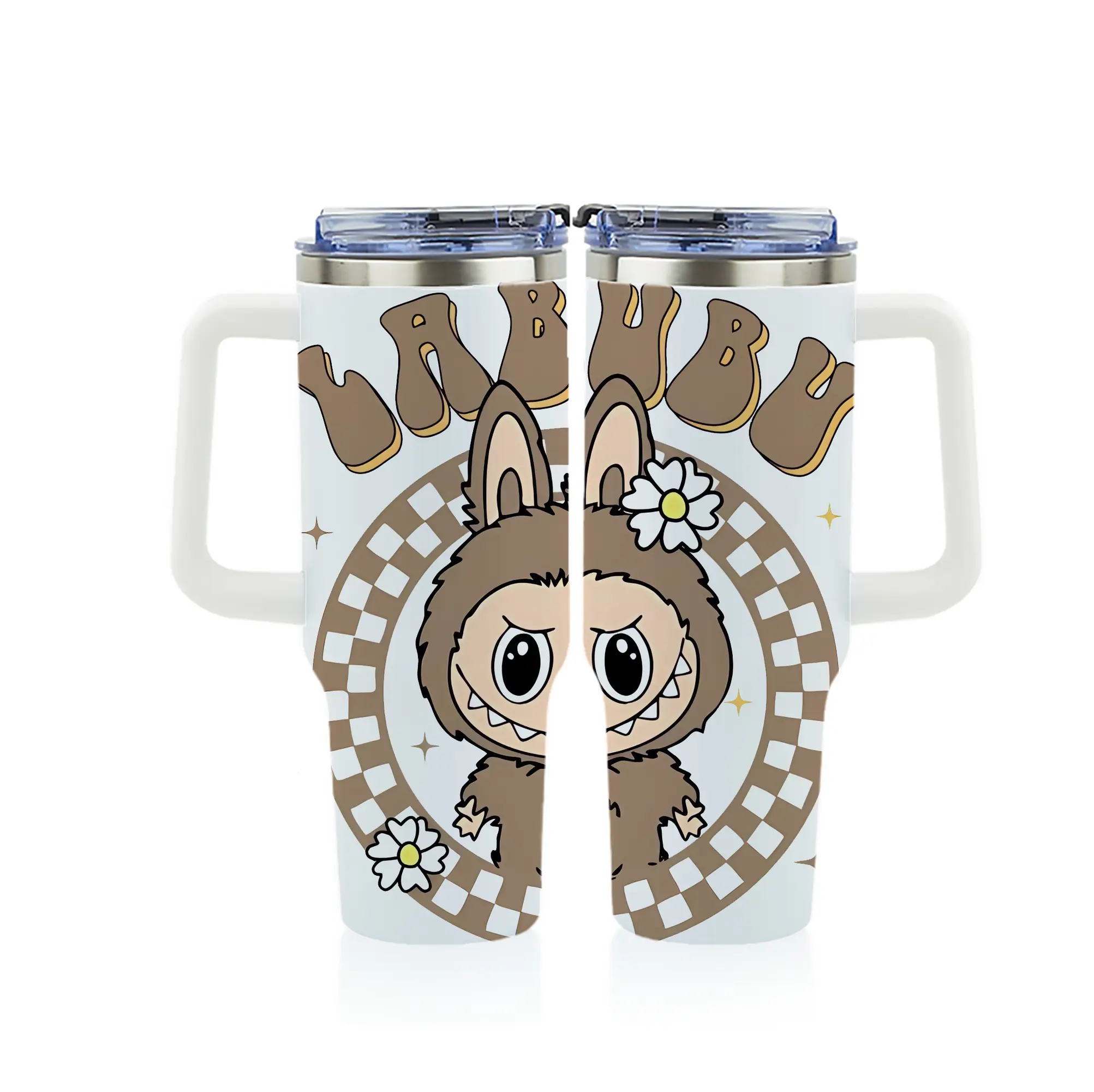 ラブブ グッズ ラブブ - 1200mL フルプリント車用タンブラー ・ 304ステンレス 内側 ・ 201ステンレス 外側 ・ 保温 保冷 ・ 通勤 ドライブ アウトドア用