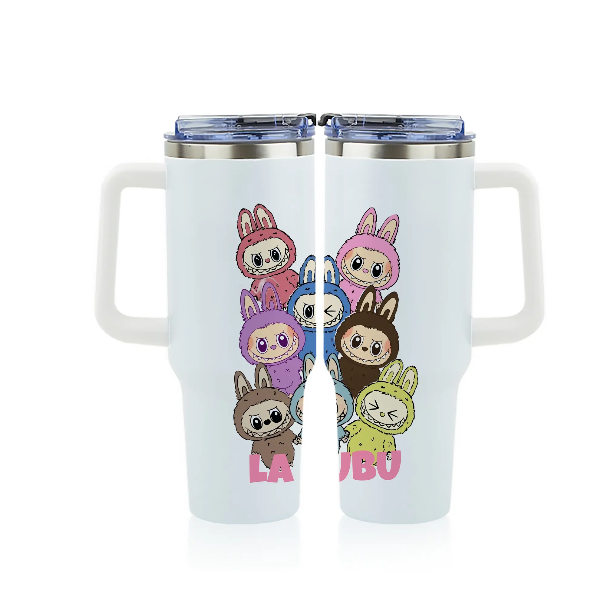 ラブブ グッズ ラブブ - 1200mL フルプリント車用タンブラー ・ 304ステンレス 内側 ・ 201ステンレス 外側 ・ 保温 保冷 ・ 通勤 ドライブ アウトドア用