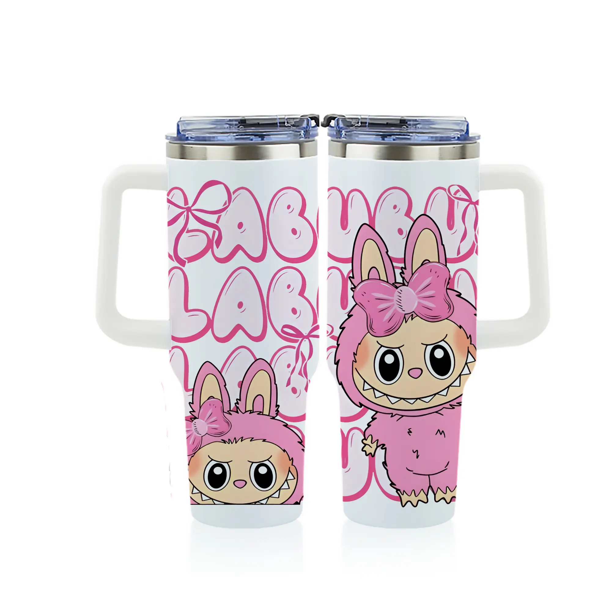 ラブブ グッズ ラブブ - 1200mL フルプリント車用タンブラー ・ 304ステンレス 内側 ・ 201ステンレス 外側 ・ 保温 保冷 ・ 通勤 ドライブ アウトドア用