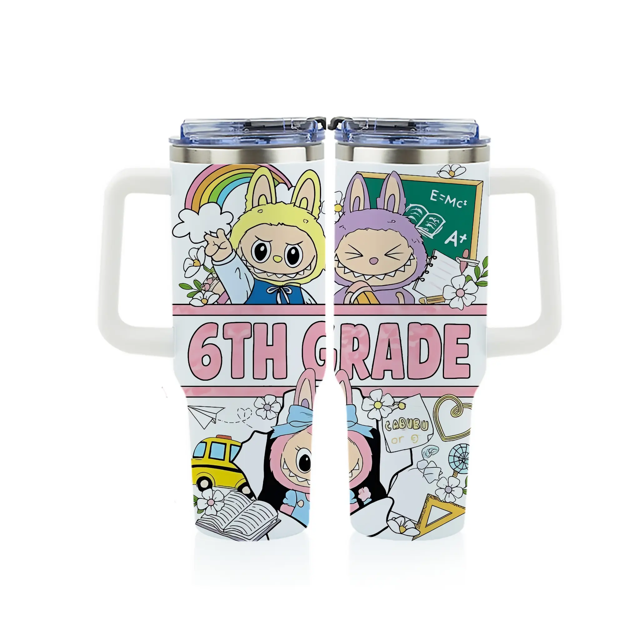 ラブブ グッズ ラブブ - 1200mL フルプリント車用タンブラー ・ 304ステンレス 内側 ・ 201ステンレス 外側 ・ 保温 保冷 ・ 通勤 ドライブ アウトドア用