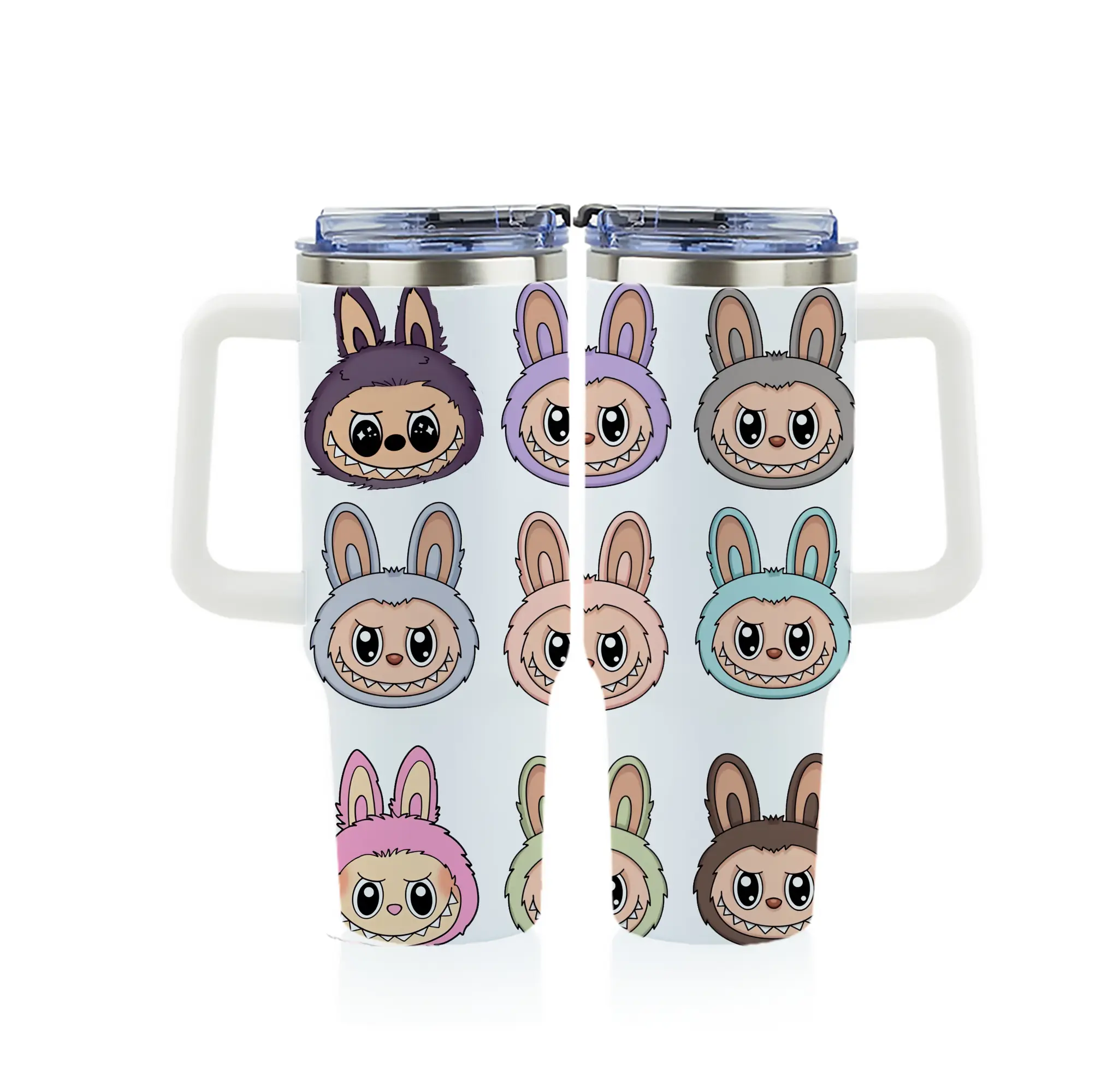 ラブブ グッズ ラブブ - 1200mL フルプリント車用タンブラー ・ 304ステンレス 内側 ・ 201ステンレス 外側 ・ 保温 保冷 ・ 通勤 ドライブ アウトドア用