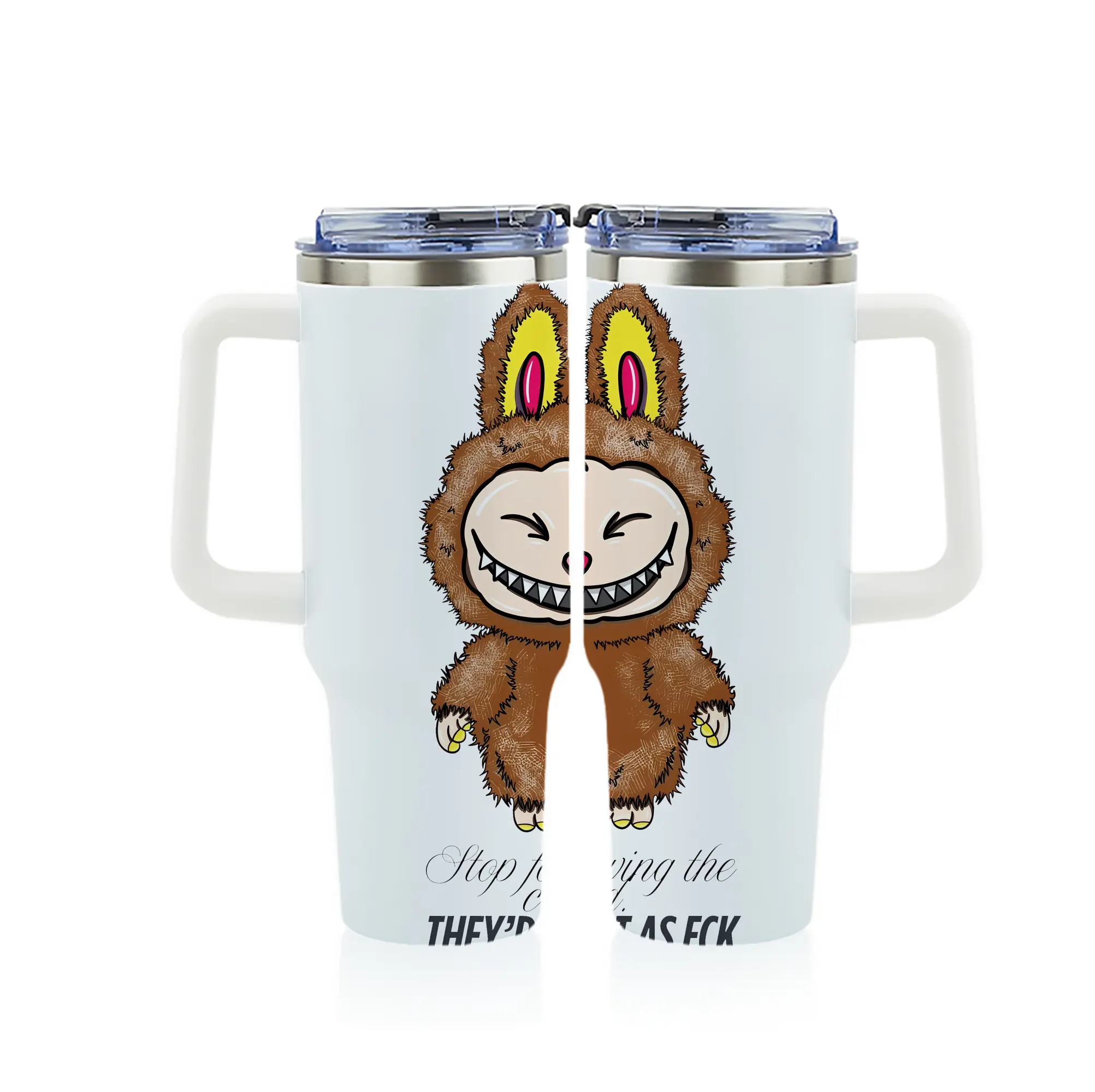 ラブブ グッズ ラブブ - 1200mL フルプリント車用タンブラー ・ 304ステンレス 内側 ・ 201ステンレス 外側 ・ 保温 保冷 ・ 通勤 ドライブ アウトドア用