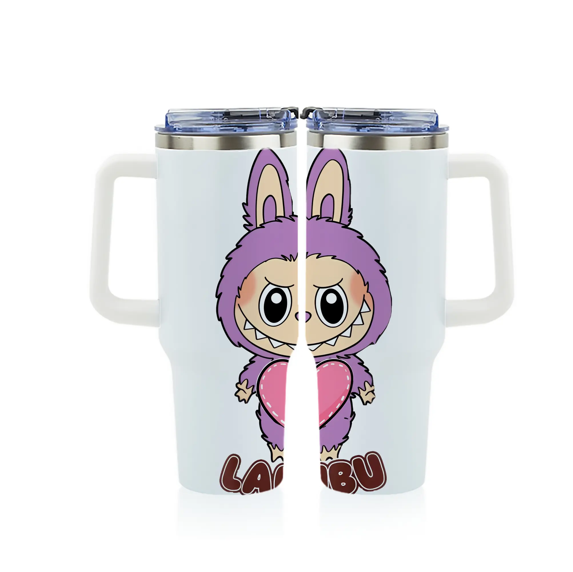 ラブブ グッズ ラブブ - 1200mL フルプリント車用タンブラー ・ 304ステンレス 内側 ・ 201ステンレス 外側 ・ 保温 保冷 ・ 通勤 ドライブ アウトドア用