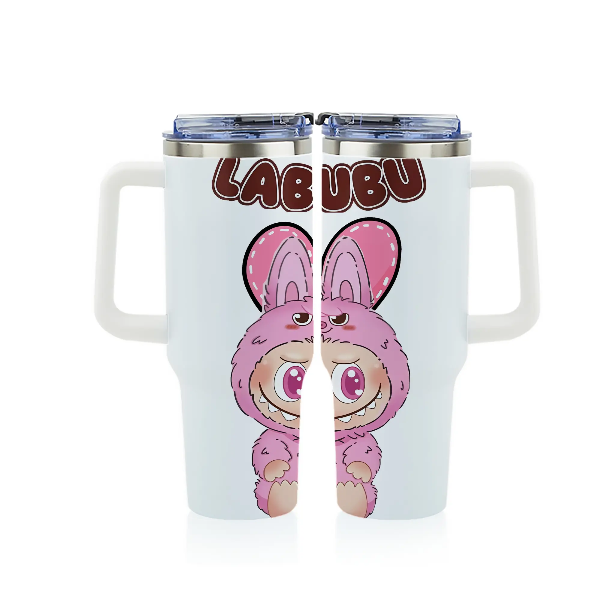 ラブブ グッズ ラブブ - 1200mL フルプリント車用タンブラー ・ 304ステンレス 内側 ・ 201ステンレス 外側 ・ 保温 保冷 ・ 通勤 ドライブ アウトドア用