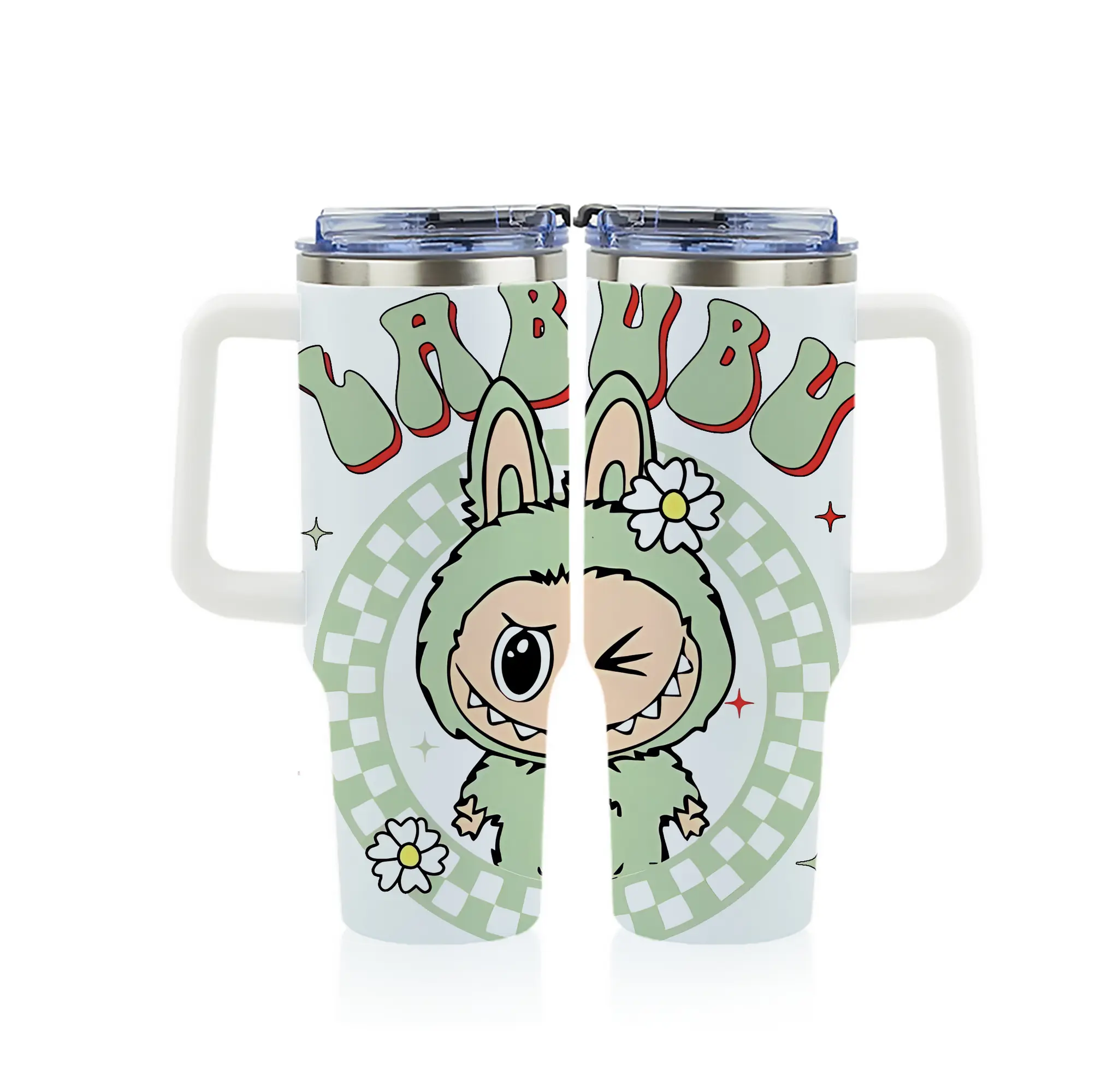 ラブブ グッズ ラブブ - 1200mL フルプリント車用タンブラー ・ 304ステンレス 内側 ・ 201ステンレス 外側 ・ 保温 保冷 ・ 通勤 ドライブ アウトドア用