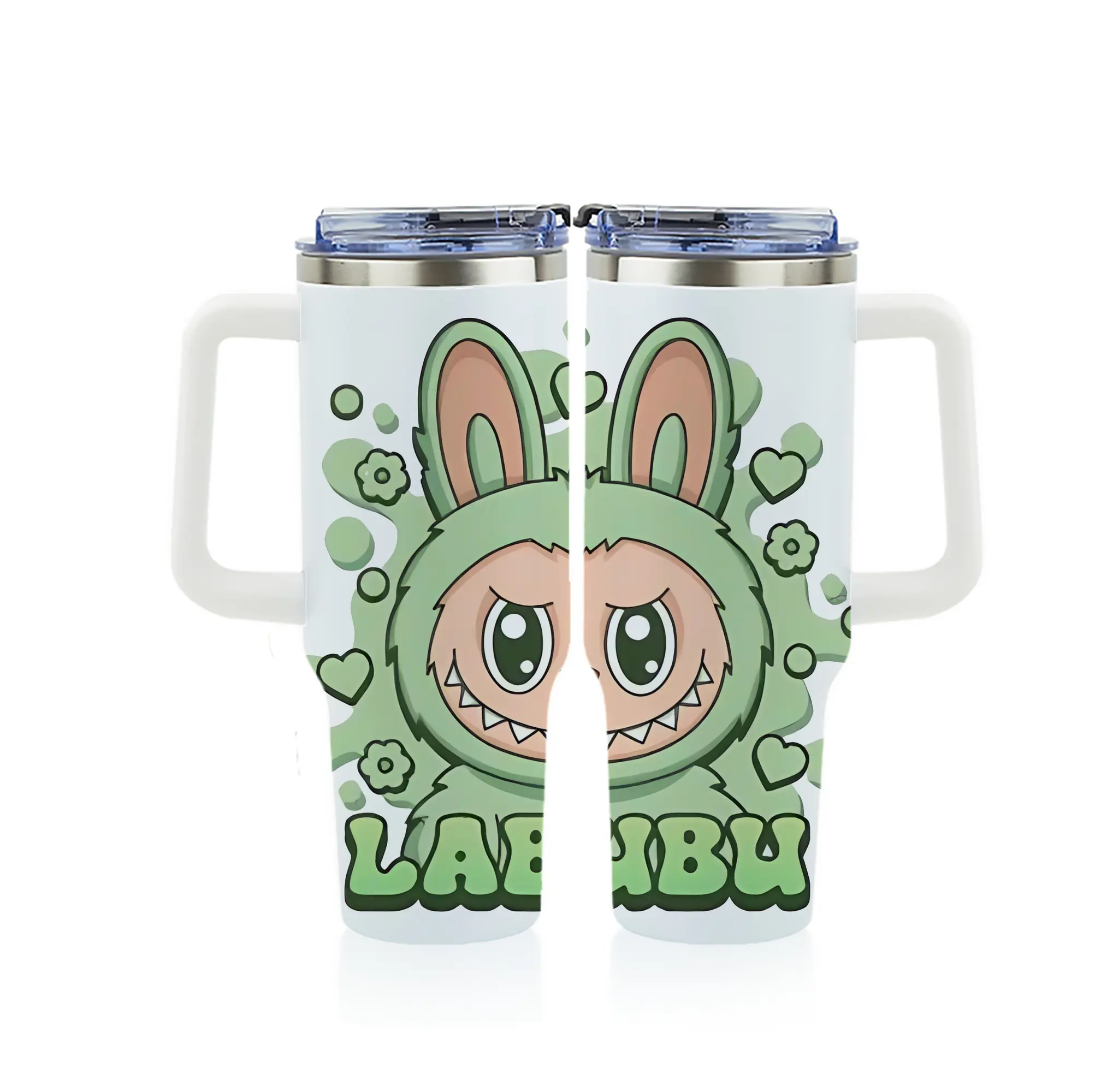 ラブブ グッズ ラブブ - 1200mL フルプリント車用タンブラー ・ 304ステンレス 内側 ・ 201ステンレス 外側 ・ 保温 保冷 ・ 通勤 ドライブ アウトドア用