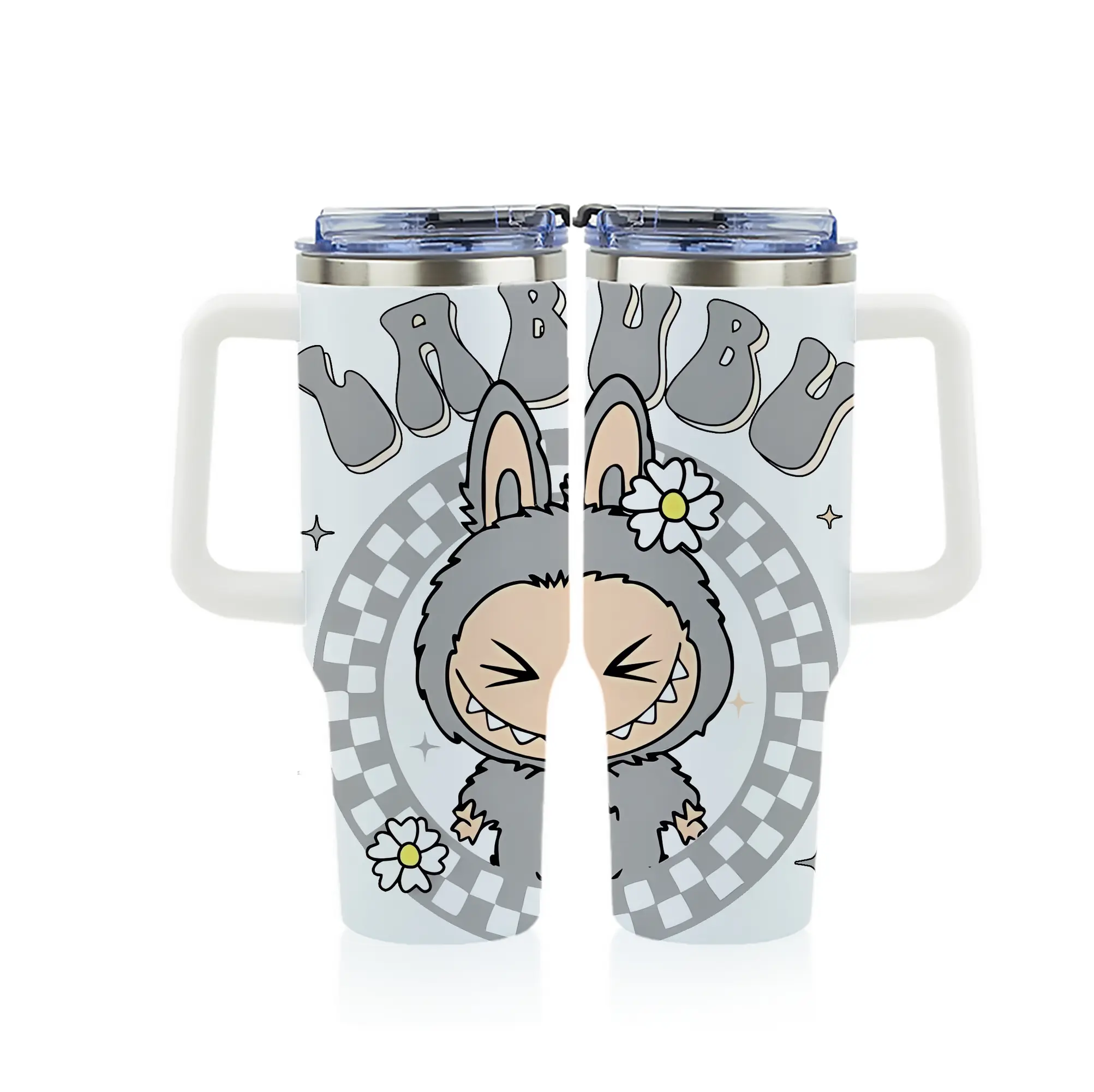 ラブブ グッズ ラブブ - 1200mL フルプリント車用タンブラー ・ 304ステンレス 内側 ・ 201ステンレス 外側 ・ 保温 保冷 ・ 通勤 ドライブ アウトドア用