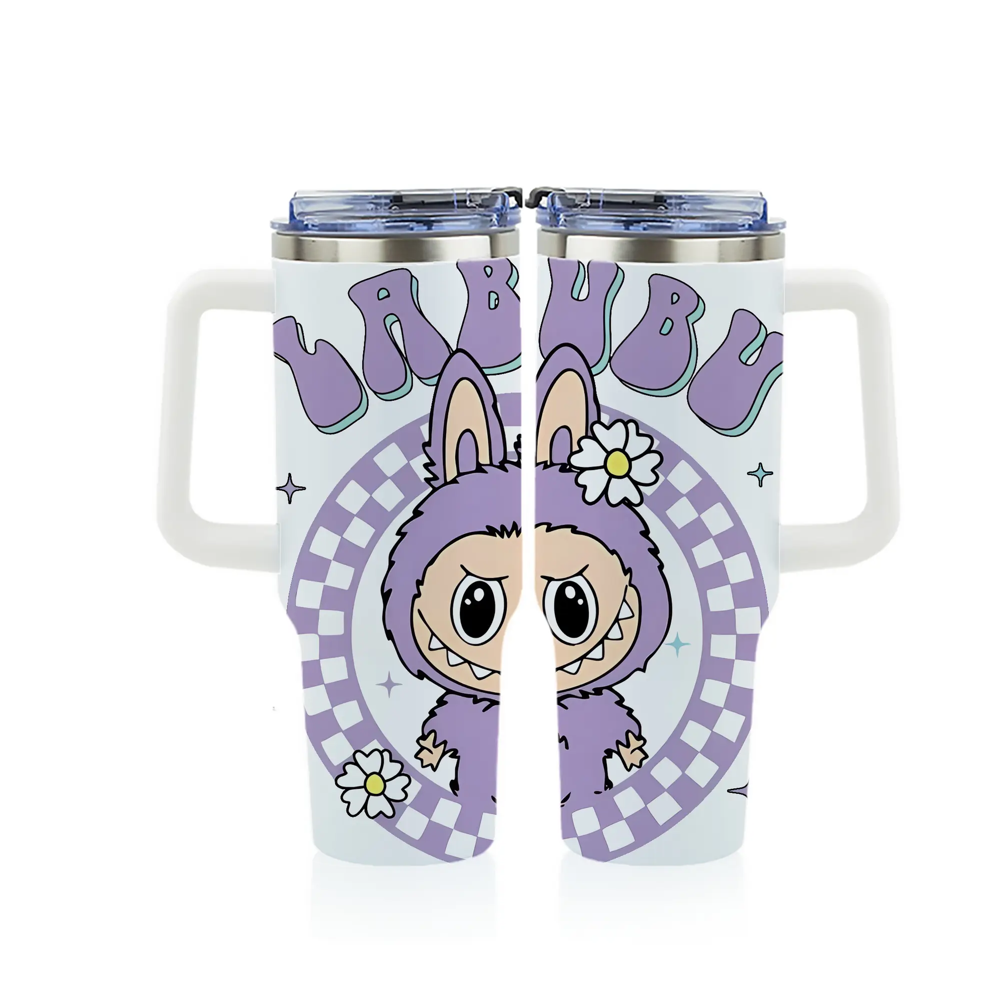 ラブブ グッズ ラブブ - 1200mL フルプリント車用タンブラー ・ 304ステンレス 内側 ・ 201ステンレス 外側 ・ 保温 保冷 ・ 通勤 ドライブ アウトドア用