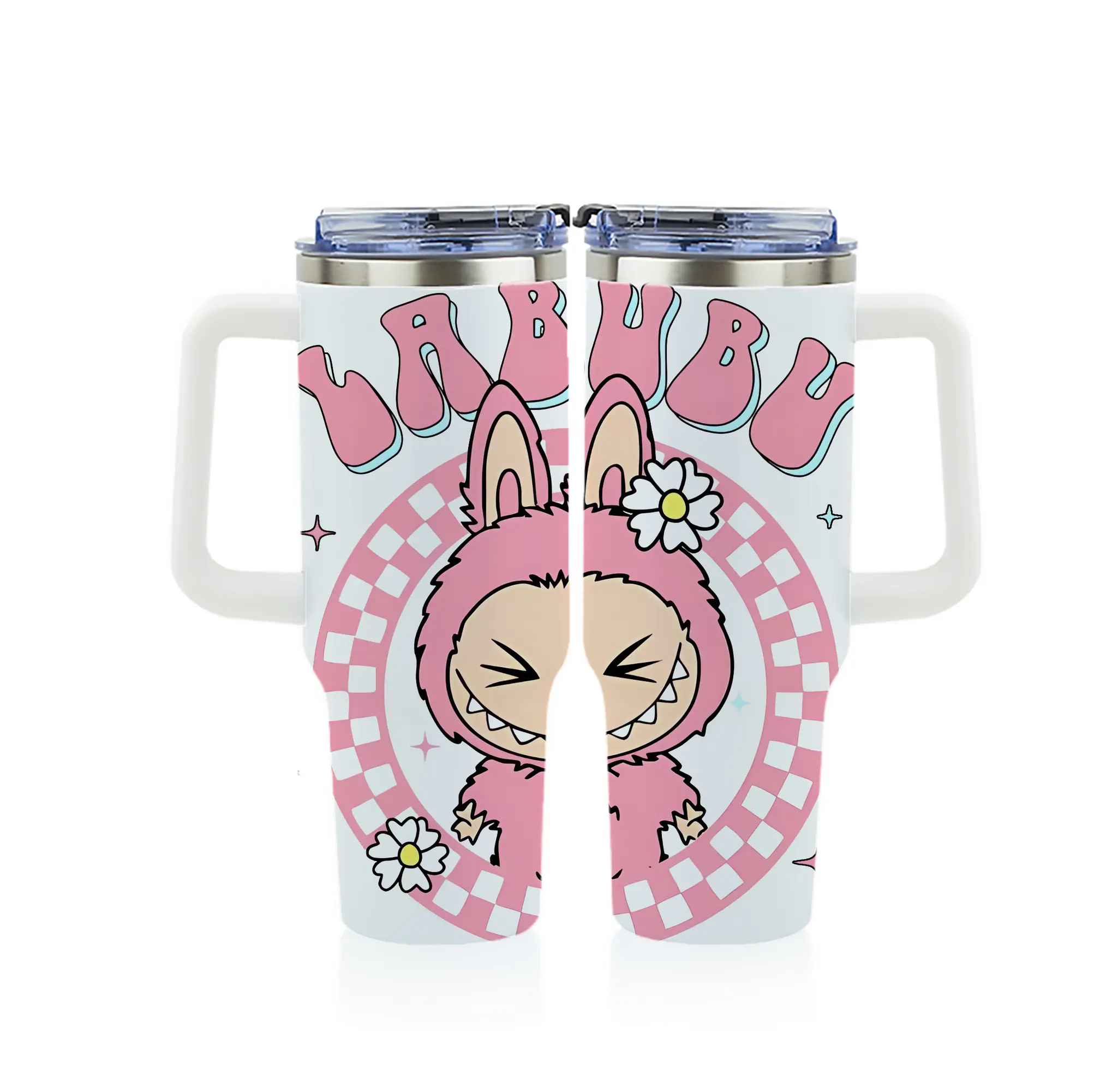 ラブブ グッズ ラブブ - 1200mL フルプリント車用タンブラー ・ 304ステンレス 内側 ・ 201ステンレス 外側 ・ 保温 保冷 ・ 通勤 ドライブ アウトドア用