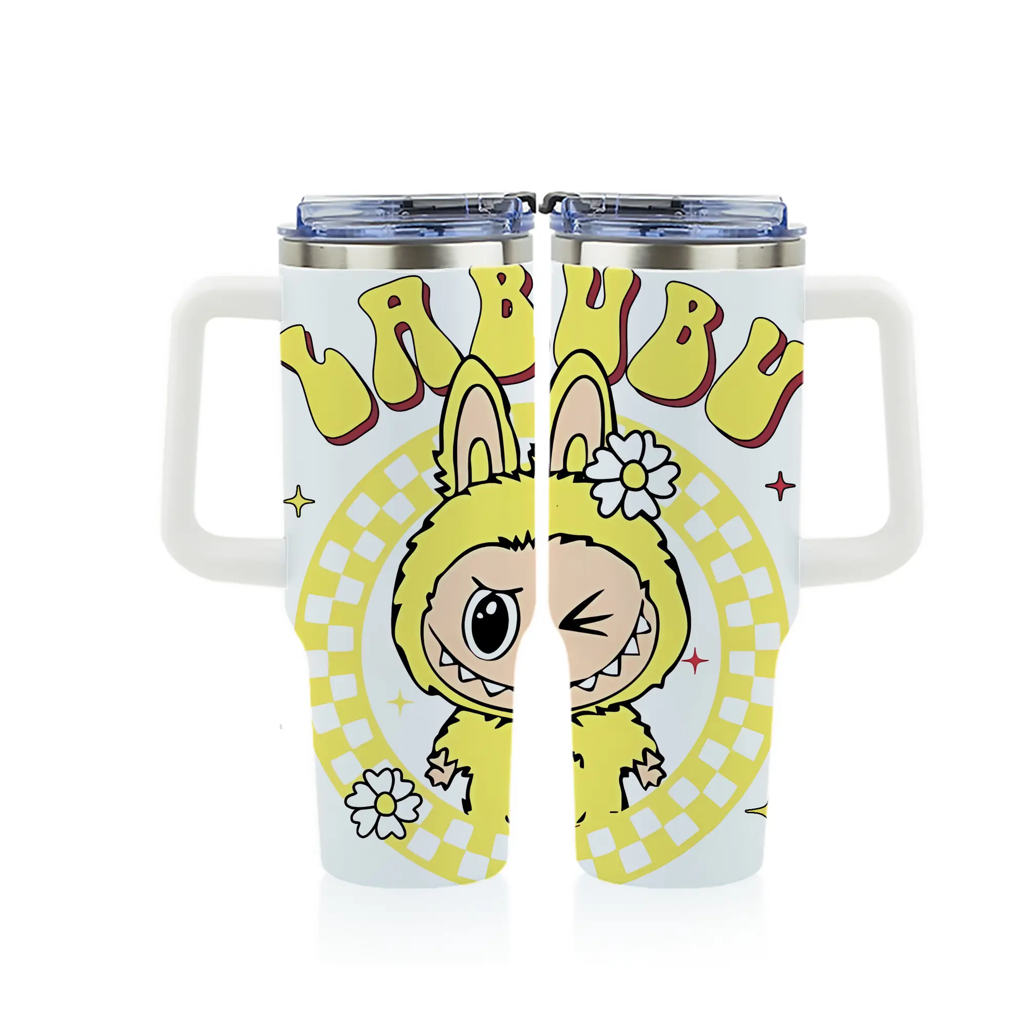 ラブブ グッズ ラブブ - 1200mL フルプリント車用タンブラー ・ 304ステンレス 内側 ・ 201ステンレス 外側 ・ 保温 保冷 ・ 通勤 ドライブ アウトドア用