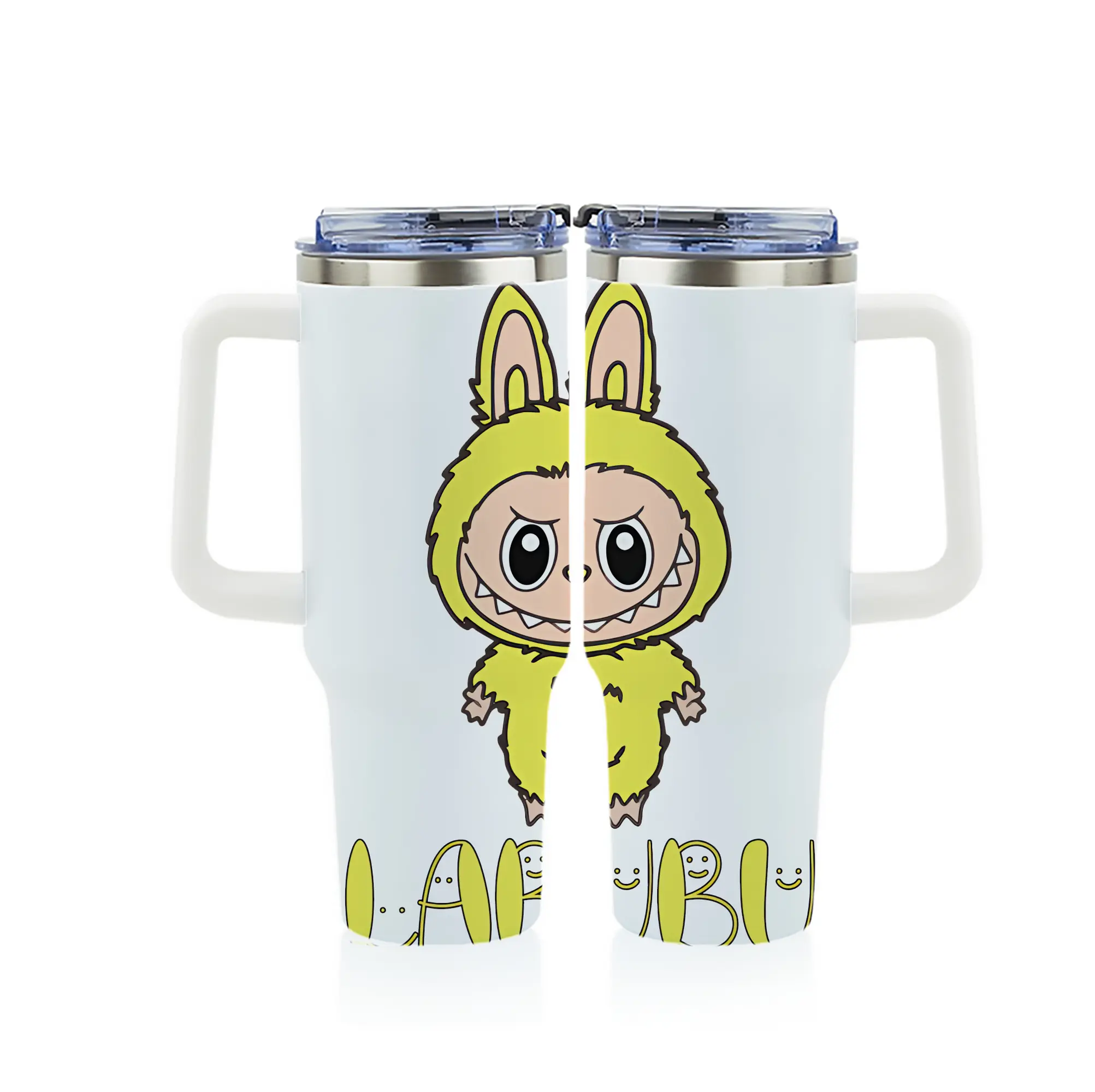 ラブブ グッズ ラブブ - 1200mL フルプリント車用タンブラー ・ 304ステンレス 内側 ・ 201ステンレス 外側 ・ 保温 保冷 ・ 通勤 ドライブ アウトドア用