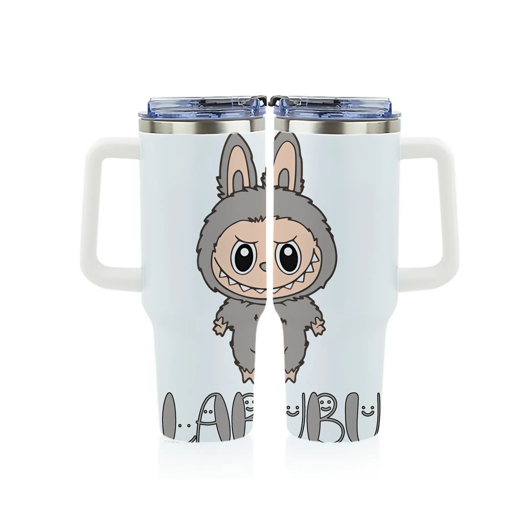 ラブブ グッズ ラブブ - 1200mL フルプリント車用タンブラー ・ 304ステンレス 内側 ・ 201ステンレス 外側 ・ 保温 保冷 ・ 通勤 ドライブ アウトドア用