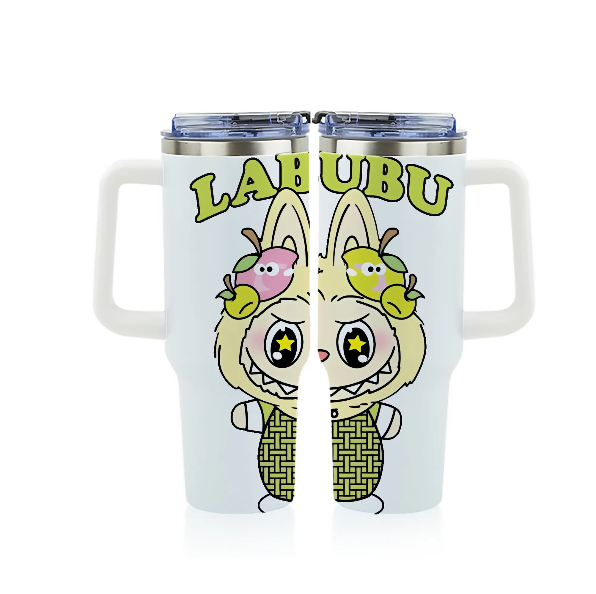 ラブブ グッズ ラブブ - 1200mL フルプリント車用タンブラー ・ 304ステンレス 内側 ・ 201ステンレス 外側 ・ 保温 保冷 ・ 通勤 ドライブ アウトドア用