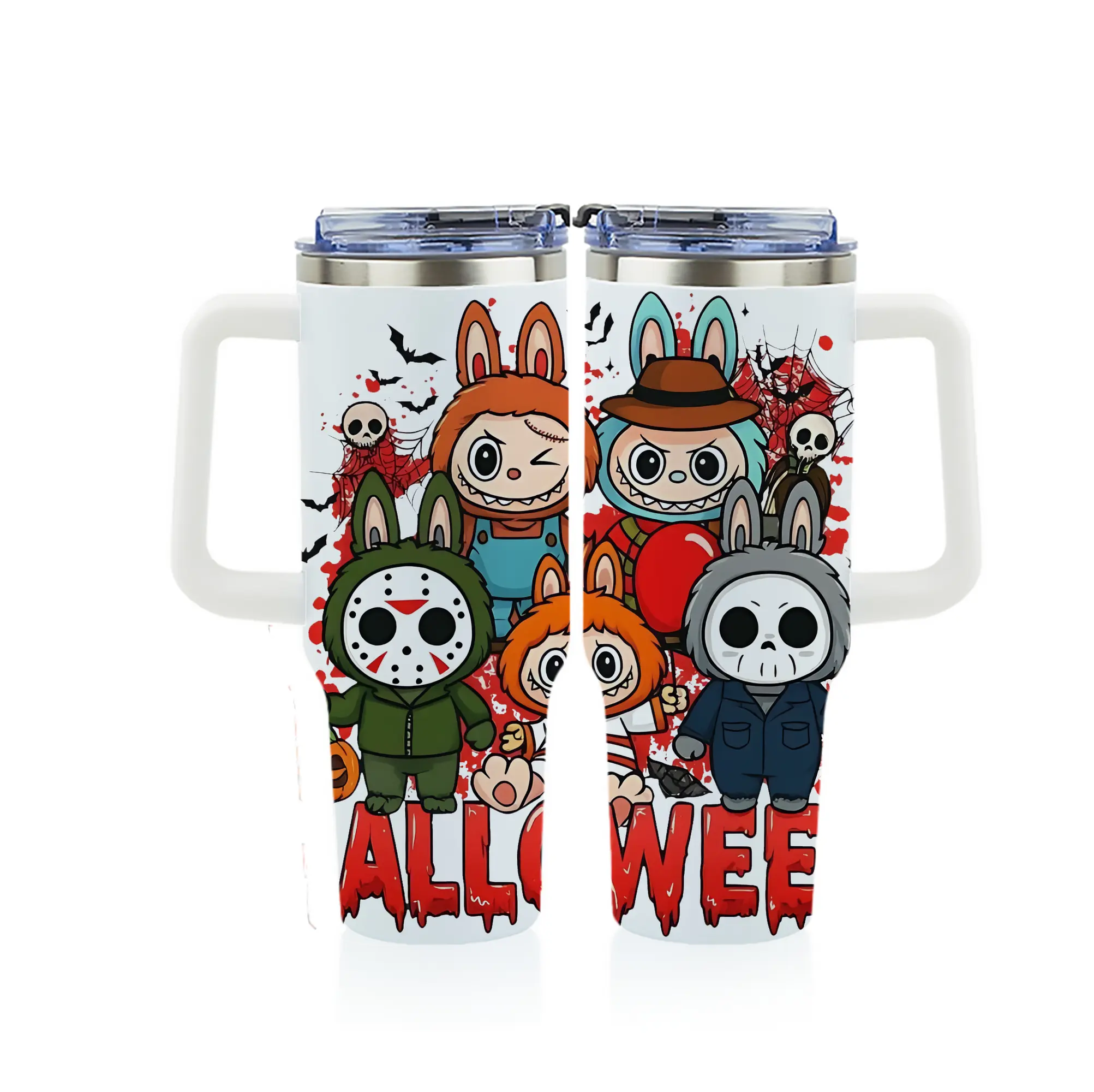 ラブブ グッズ ラブブ - 1200mL フルプリント車用タンブラー ・ 304ステンレス 内側 ・ 201ステンレス 外側 ・ 保温 保冷 ・ 通勤 ドライブ アウトドア用