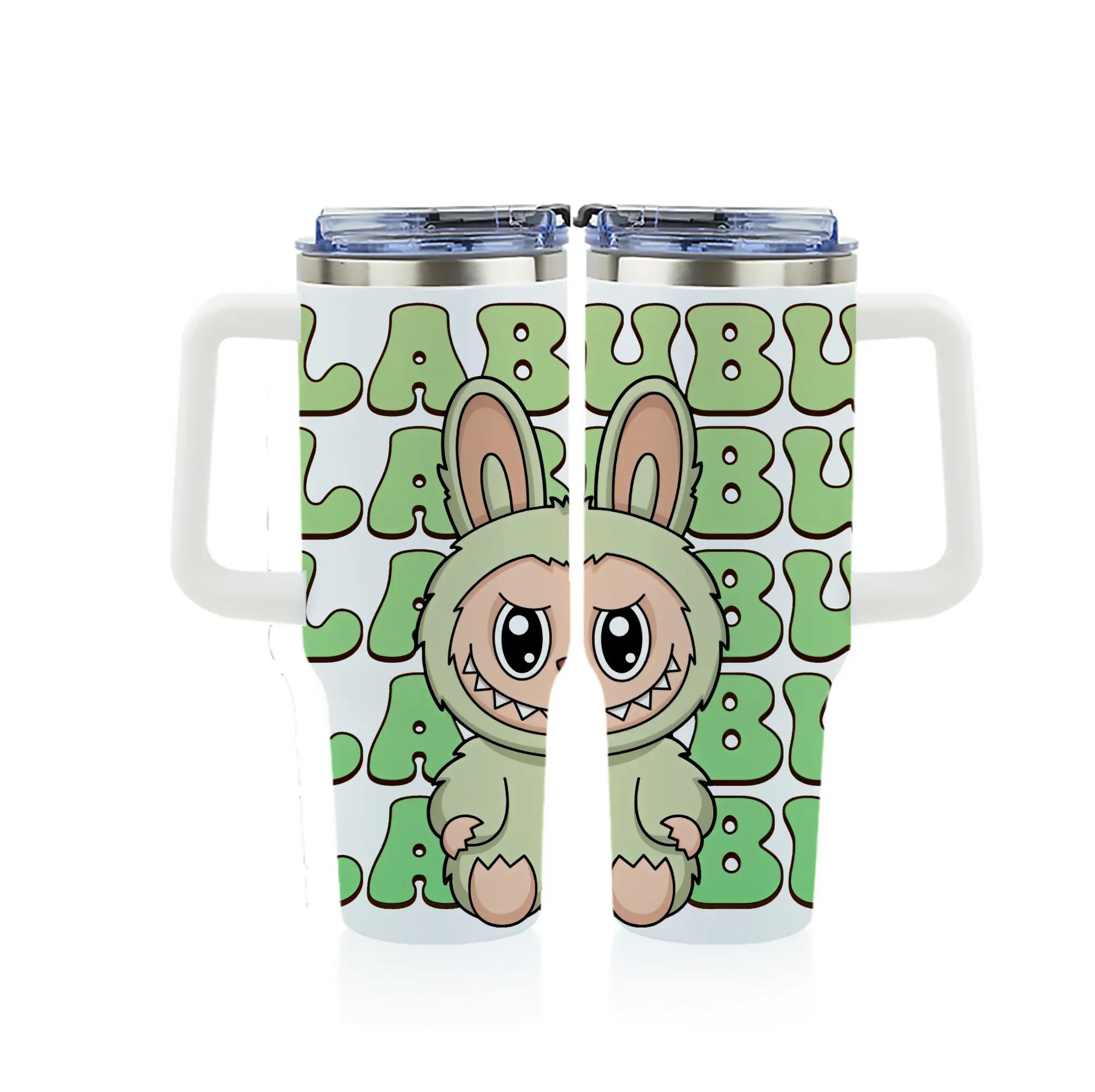 ラブブ グッズ ラブブ - 1200mL フルプリント車用タンブラー ・ 304ステンレス 内側 ・ 201ステンレス 外側 ・ 保温 保冷 ・ 通勤 ドライブ アウトドア用