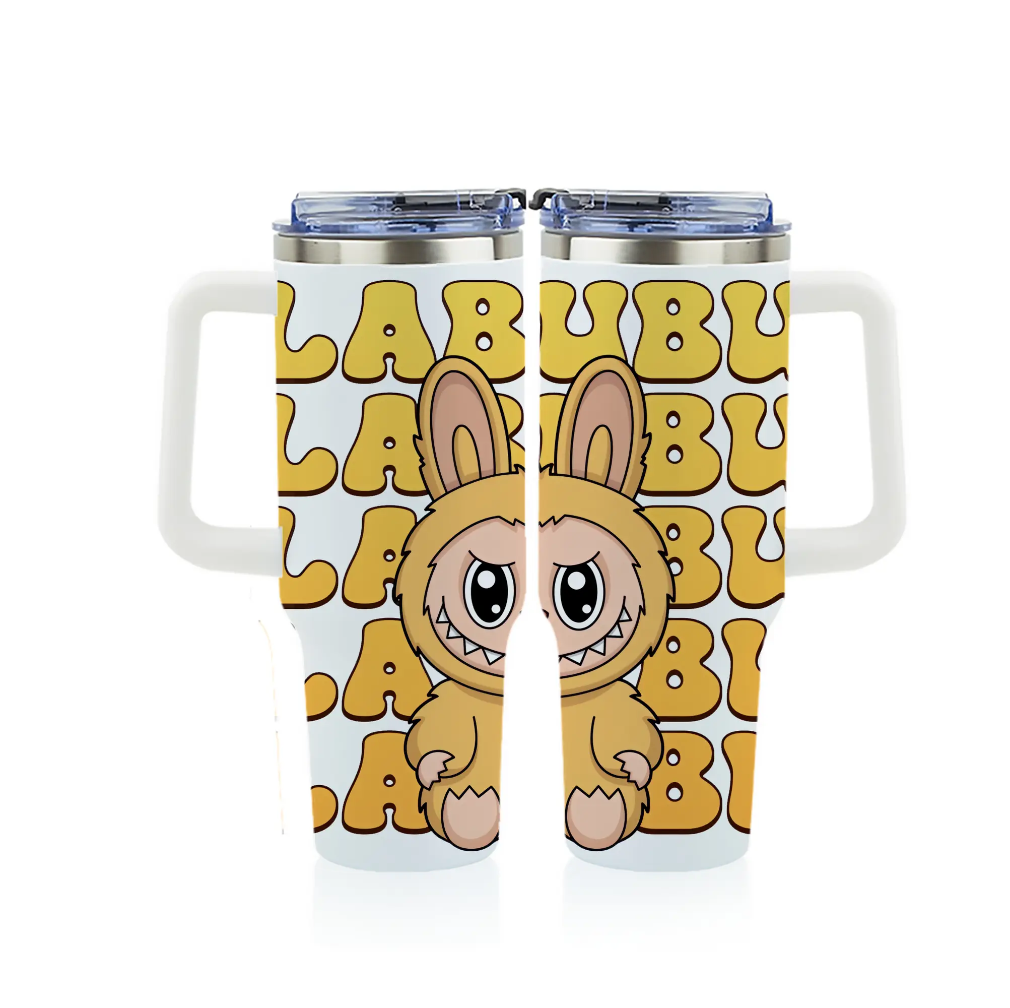 ラブブ グッズ ラブブ - 1200mL フルプリント車用タンブラー ・ 304ステンレス 内側 ・ 201ステンレス 外側 ・ 保温 保冷 ・ 通勤 ドライブ アウトドア用