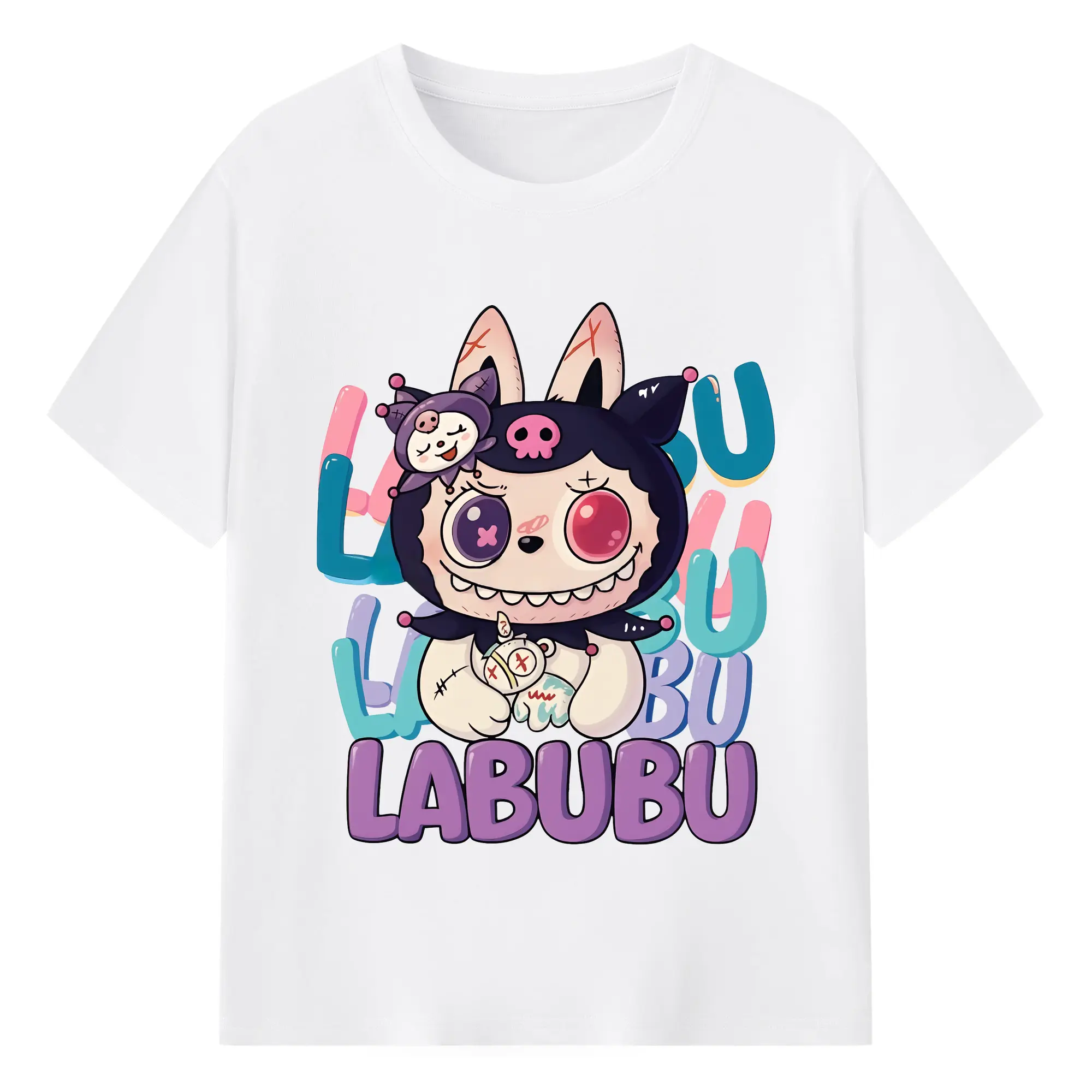 ラブブ グッズ ラブブ - 綿100％ 半袖Tシャツ ・ フロントプリント ・ 快適 通気性 ・ 日常使い 散歩 スポーツ用