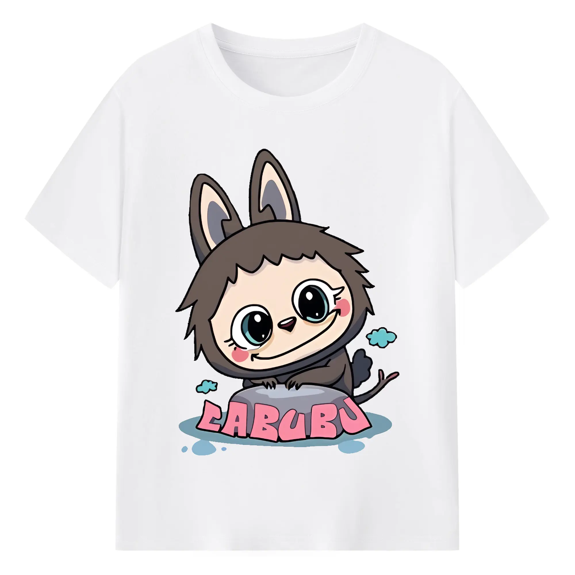 ラブブ グッズ ラブブ - 綿100％ 半袖Tシャツ ・ フロントプリント ・ 快適 通気性 ・ 日常使い 散歩 スポーツ用