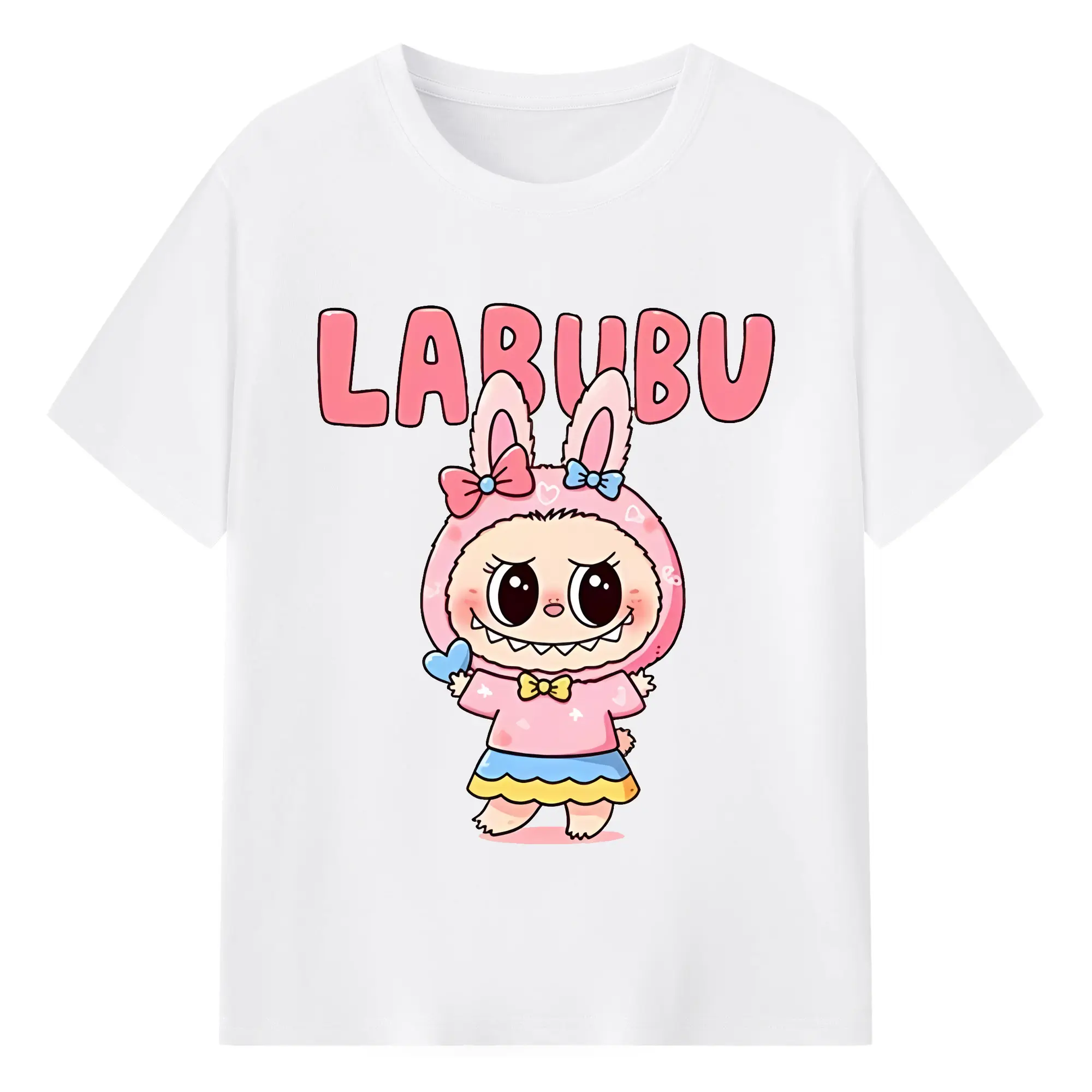 ラブブ グッズ ラブブ - 綿100％ 半袖Tシャツ ・ フロントプリント ・ 快適 通気性 ・ 日常使い 散歩 スポーツ用