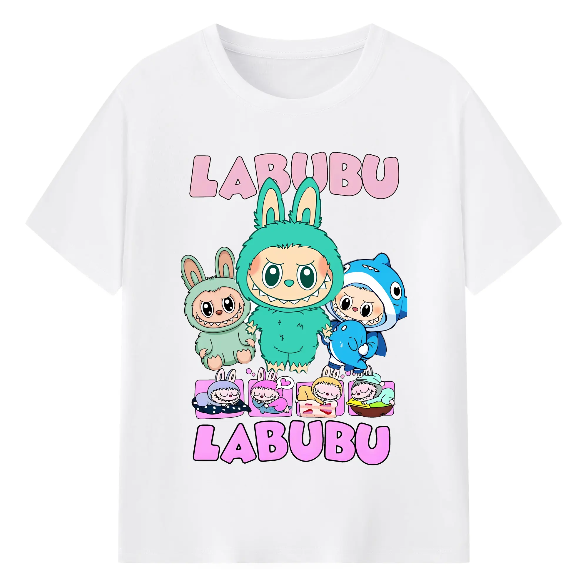 ラブブ グッズ ラブブ - 綿100％ 半袖Tシャツ ・ フロントプリント ・ 快適 通気性 ・ 日常使い 散歩 スポーツ用