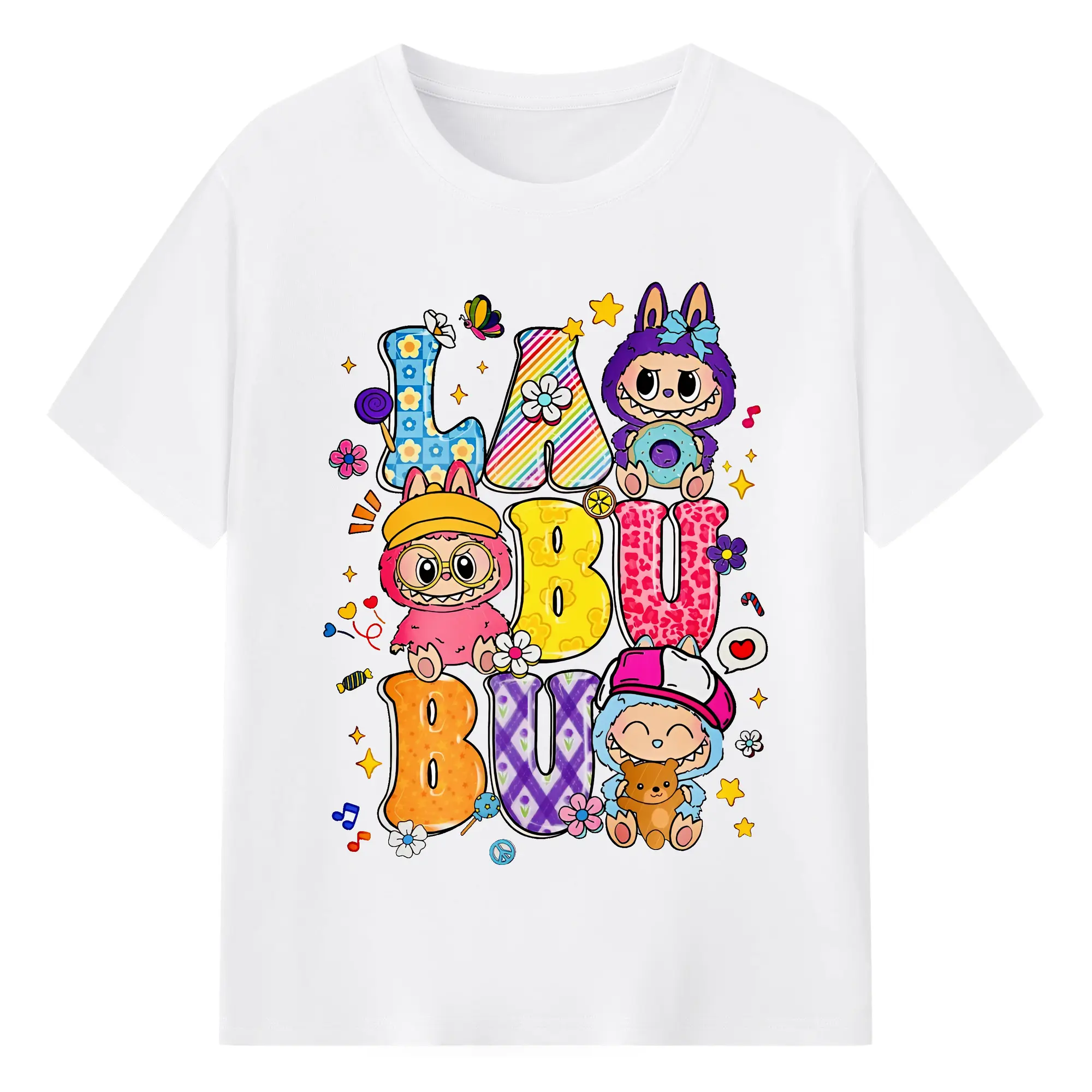 ラブブ グッズ ラブブ - 綿100％ 半袖Tシャツ ・ フロントプリント ・ 快適 通気性 ・ 日常使い 散歩 スポーツ用