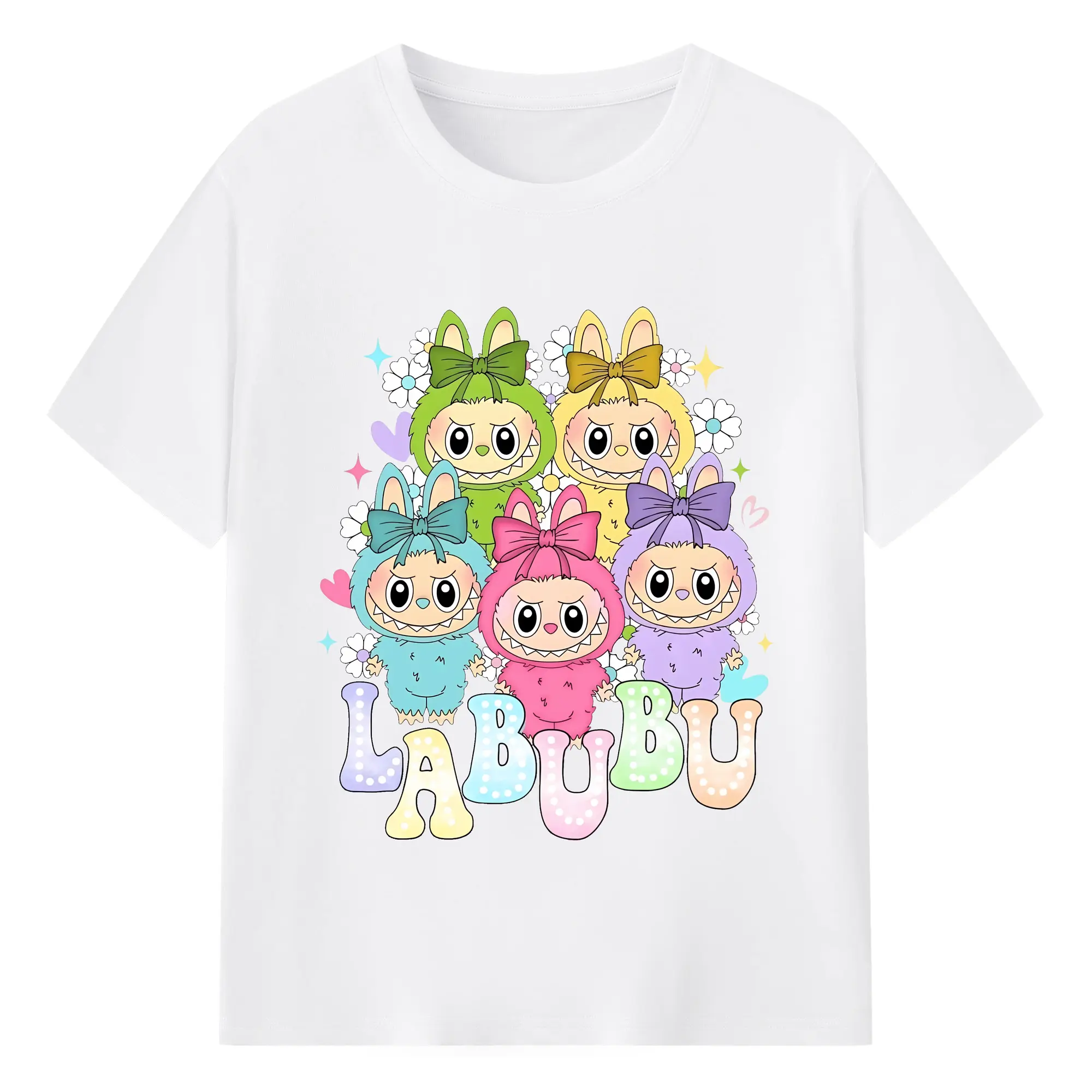 ラブブ グッズ ラブブ - 綿100％ 半袖Tシャツ ・ フロントプリント ・ 快適 通気性 ・ 日常使い 散歩 スポーツ用