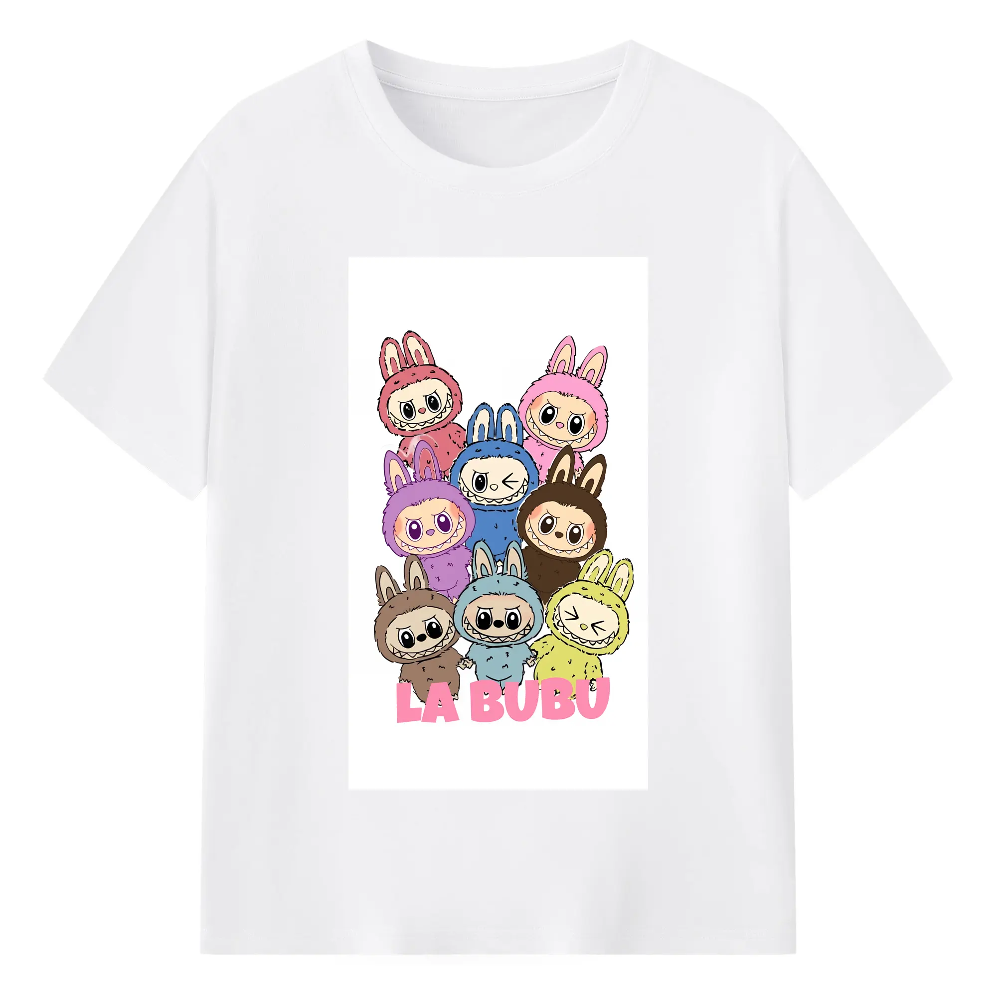 ラブブ グッズ ラブブ - 綿100％ 半袖Tシャツ ・ フロントプリント ・ 快適 通気性 ・ 日常使い 散歩 スポーツ用