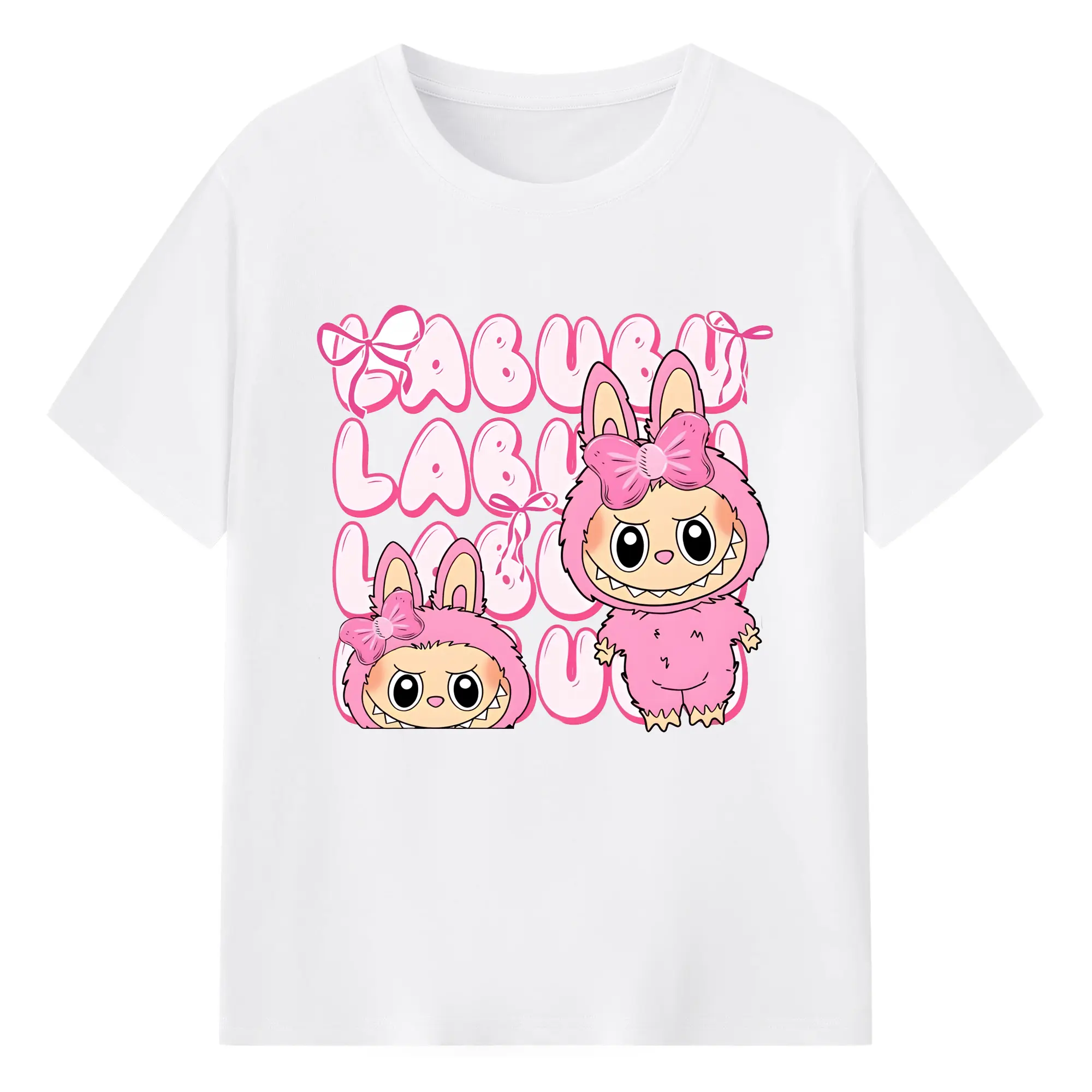 ラブブ グッズ ラブブ - 綿100％ 半袖Tシャツ ・ フロントプリント ・ 快適 通気性 ・ 日常使い 散歩 スポーツ用