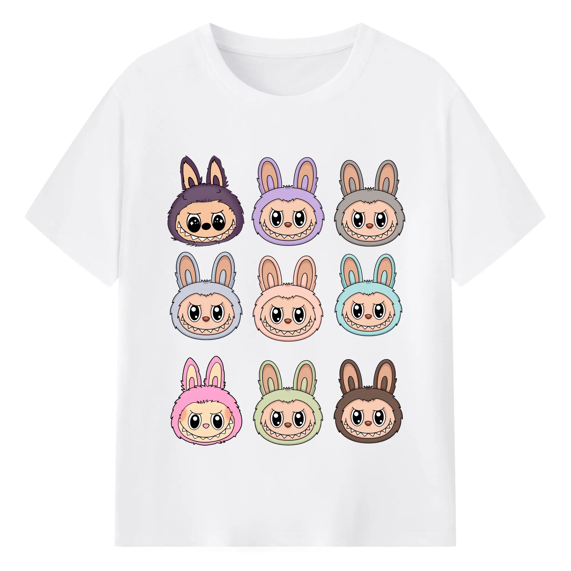 ラブブ グッズ ラブブ - 綿100％ 半袖Tシャツ ・ フロントプリント ・ 快適 通気性 ・ 日常使い 散歩 スポーツ用