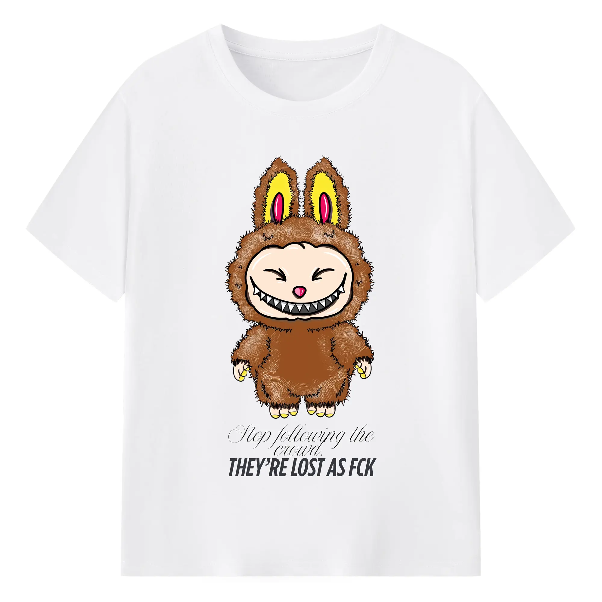 ラブブ グッズ ラブブ - 綿100％ 半袖Tシャツ ・ フロントプリント ・ 快適 通気性 ・ 日常使い 散歩 スポーツ用
