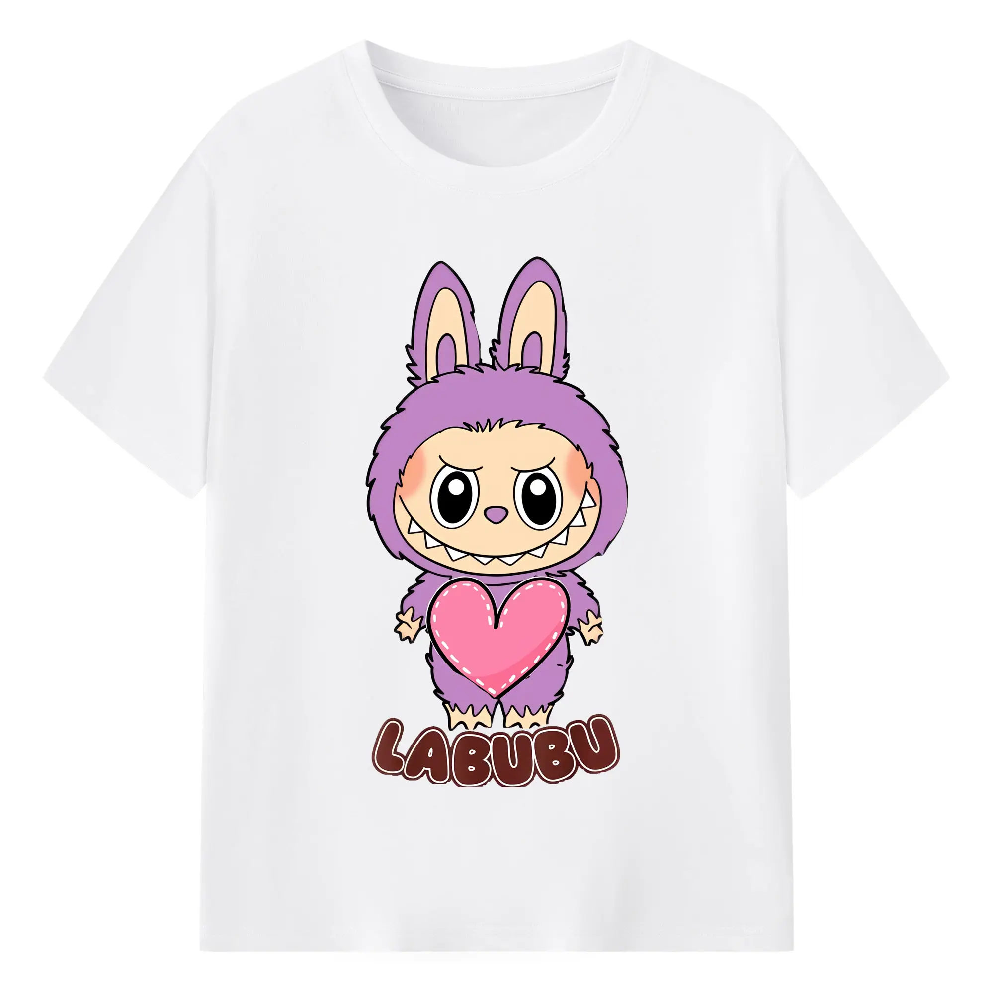 ラブブ グッズ ラブブ - 綿100％ 半袖Tシャツ ・ フロントプリント ・ 快適 通気性 ・ 日常使い 散歩 スポーツ用