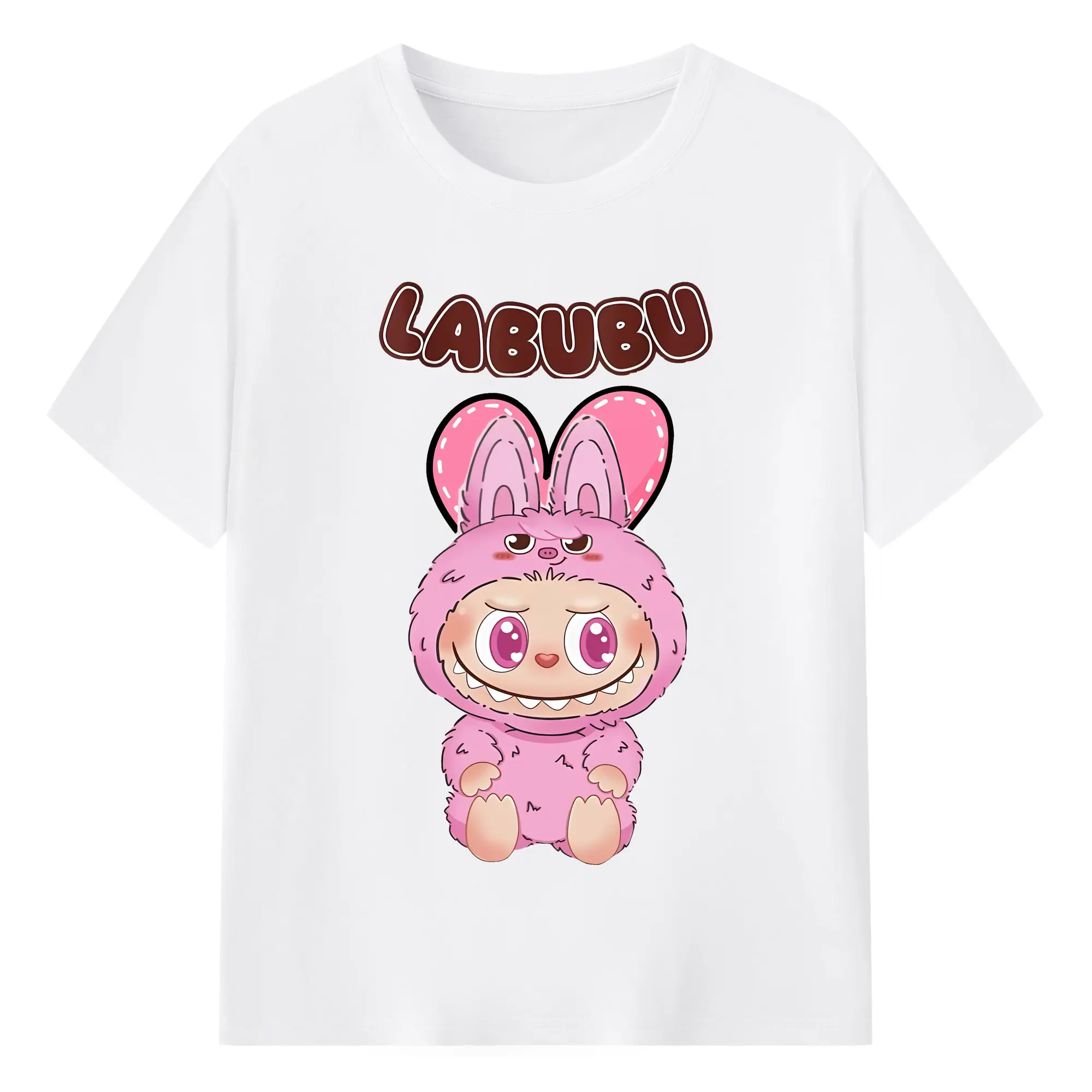 ラブブ グッズ ラブブ - 綿100％ 半袖Tシャツ ・ フロントプリント ・ 快適 通気性 ・ 日常使い 散歩 スポーツ用