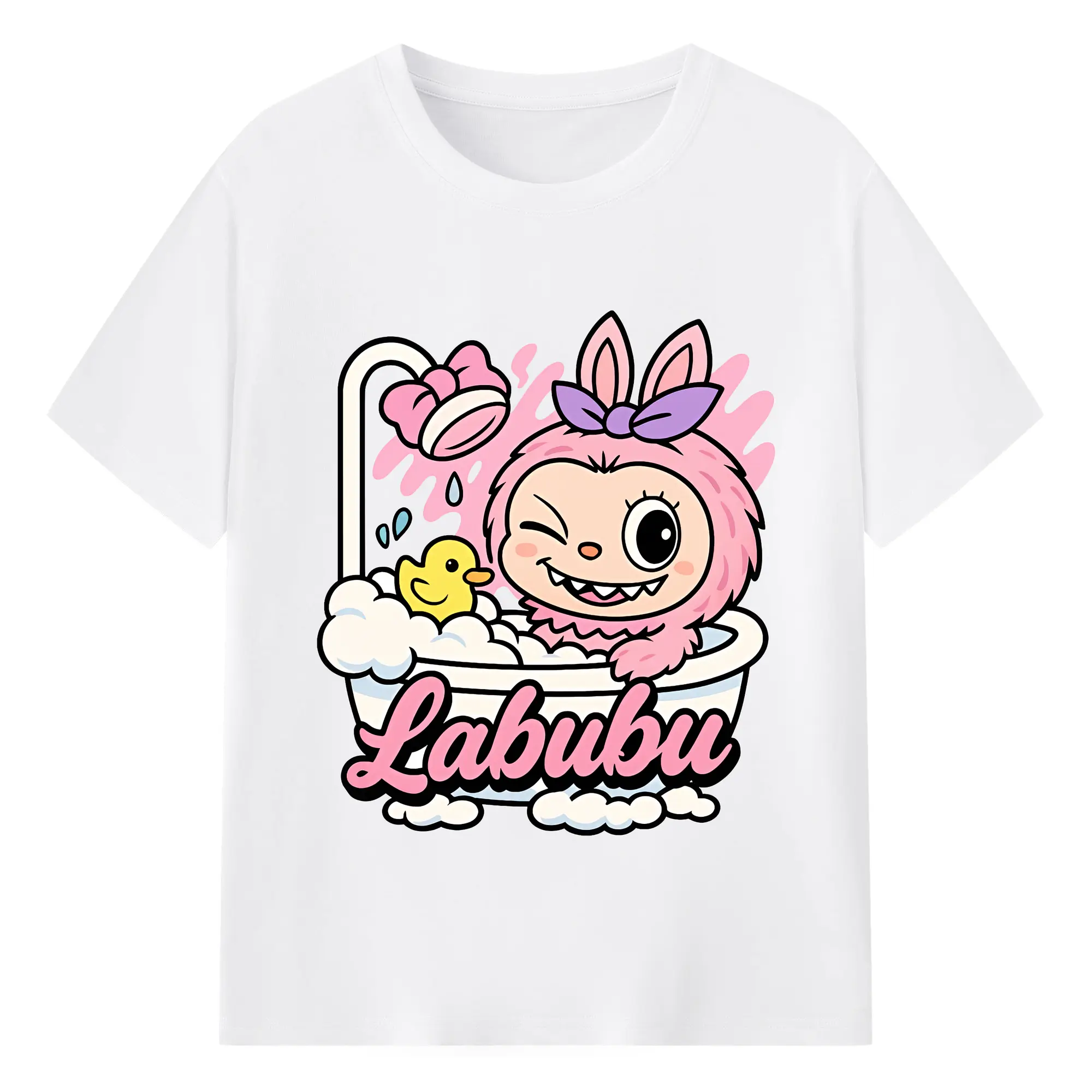 ラブブ グッズ ラブブ - 綿100％ 半袖Tシャツ ・ フロントプリント ・ 快適 通気性 ・ 日常使い 散歩 スポーツ用