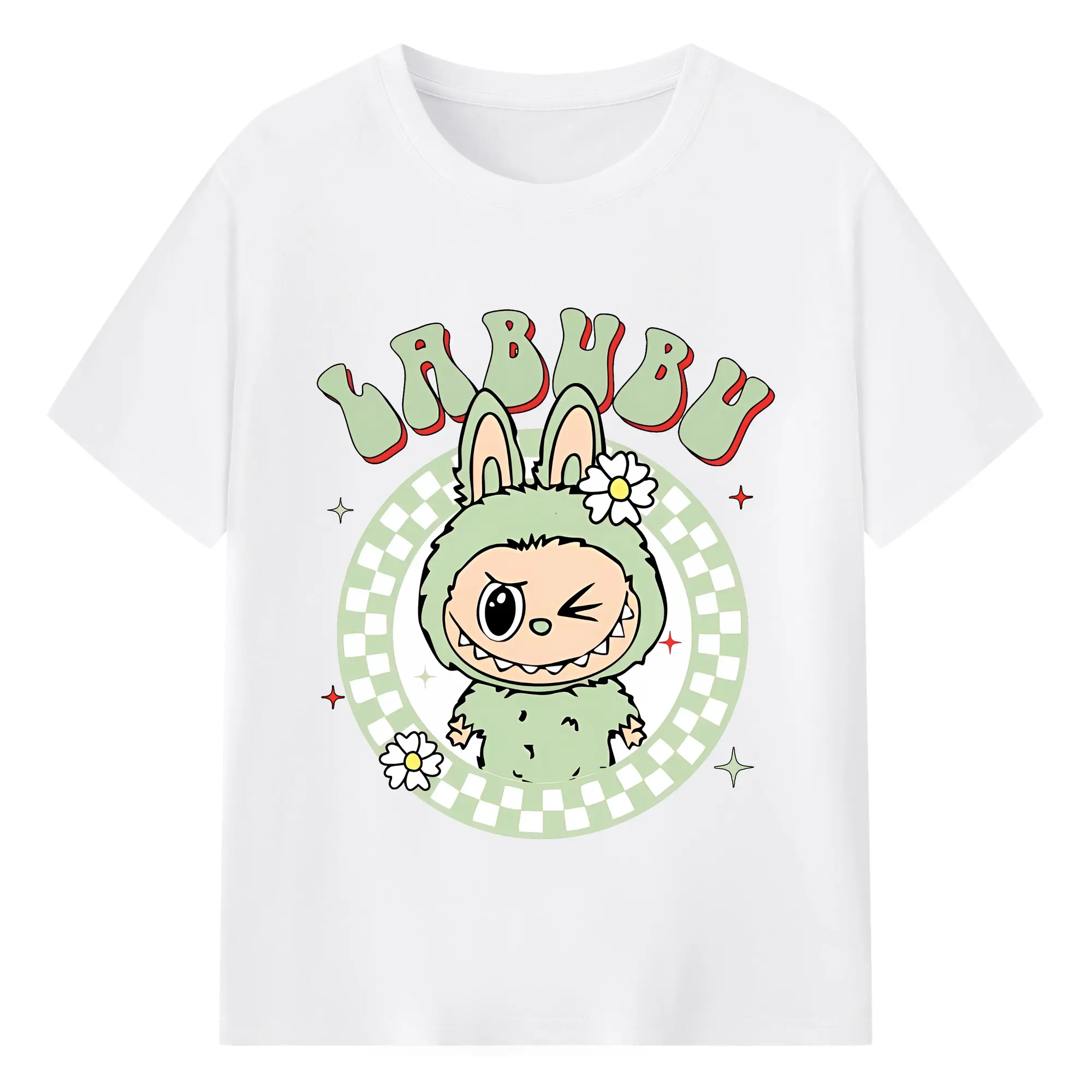 ラブブ グッズ ラブブ - 綿100％ 半袖Tシャツ ・ フロントプリント ・ 快適 通気性 ・ 日常使い 散歩 スポーツ用