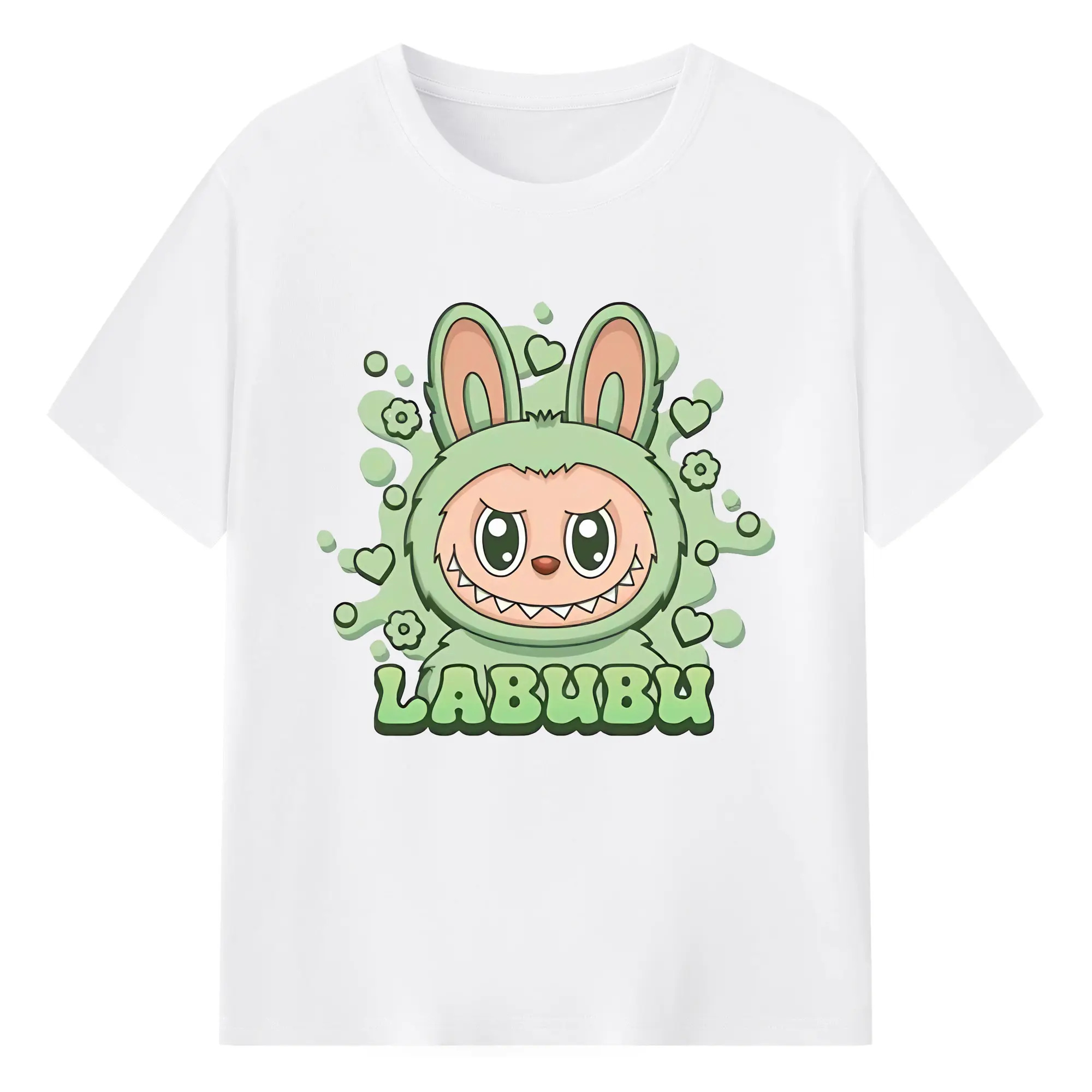 ラブブ グッズ ラブブ - 綿100％ 半袖Tシャツ ・ フロントプリント ・ 快適 通気性 ・ 日常使い 散歩 スポーツ用